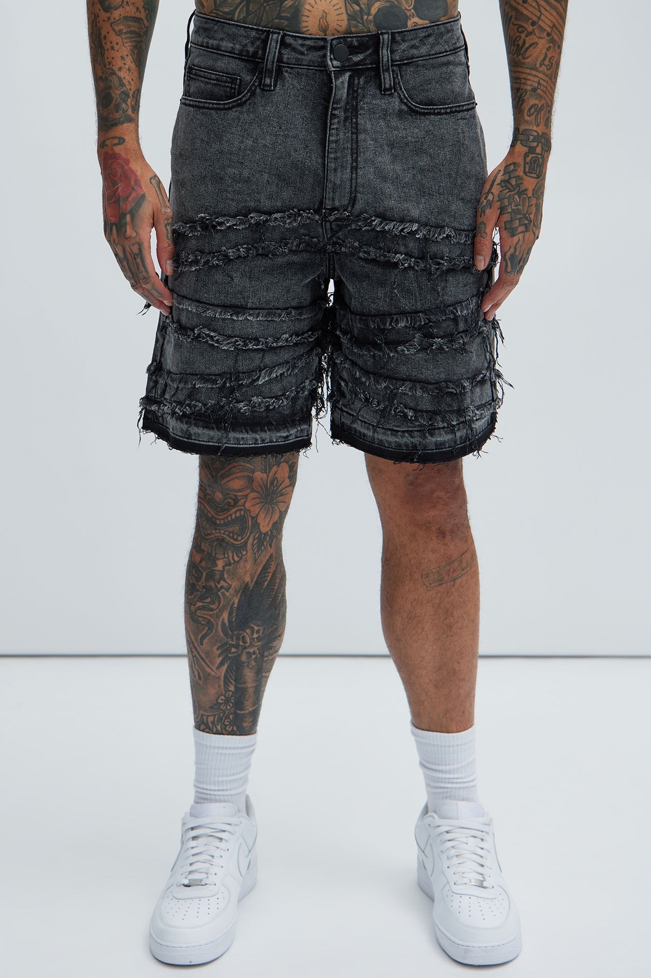 Nice Try Frayed Denim Short - Black Wash