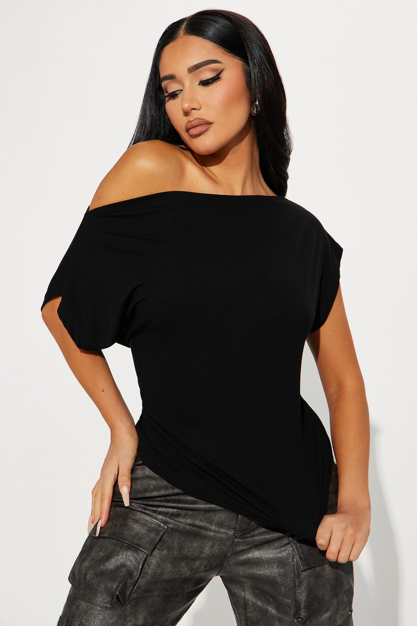 Don't Mind Me One Shoulder Top - Black