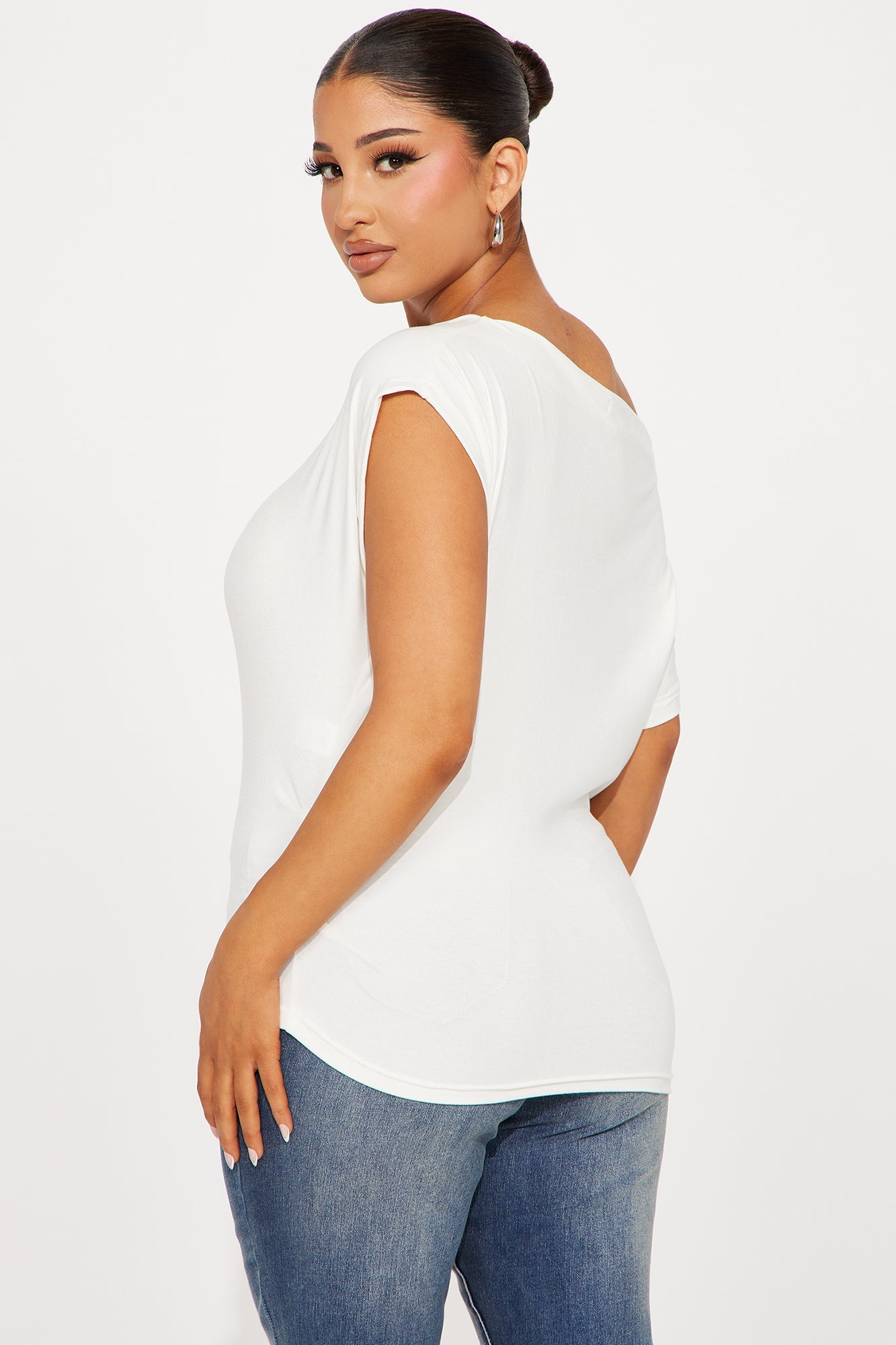 Eva Effortless One Shoulder Top - Ivory