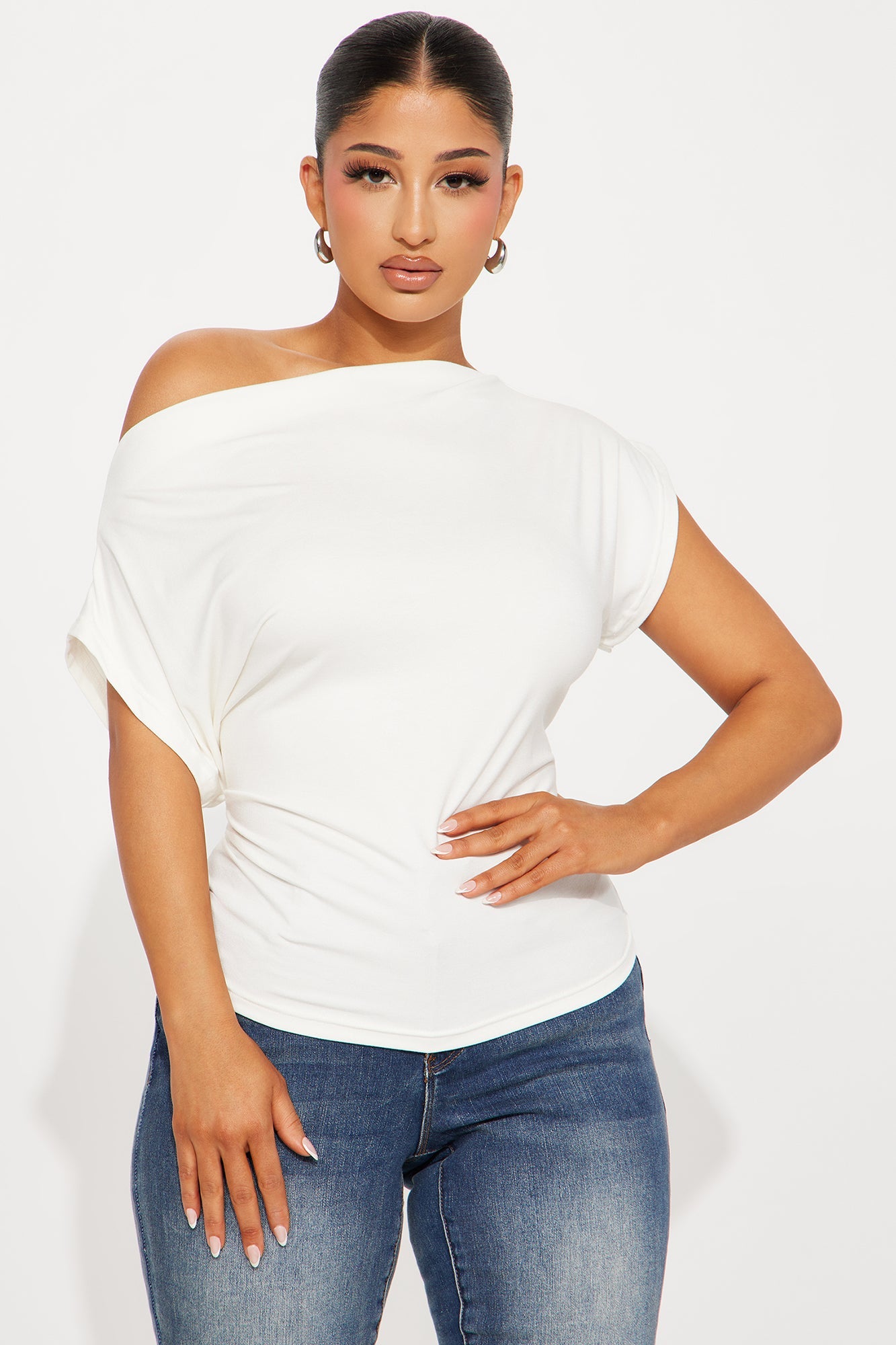 Eva Effortless One Shoulder Top - Ivory