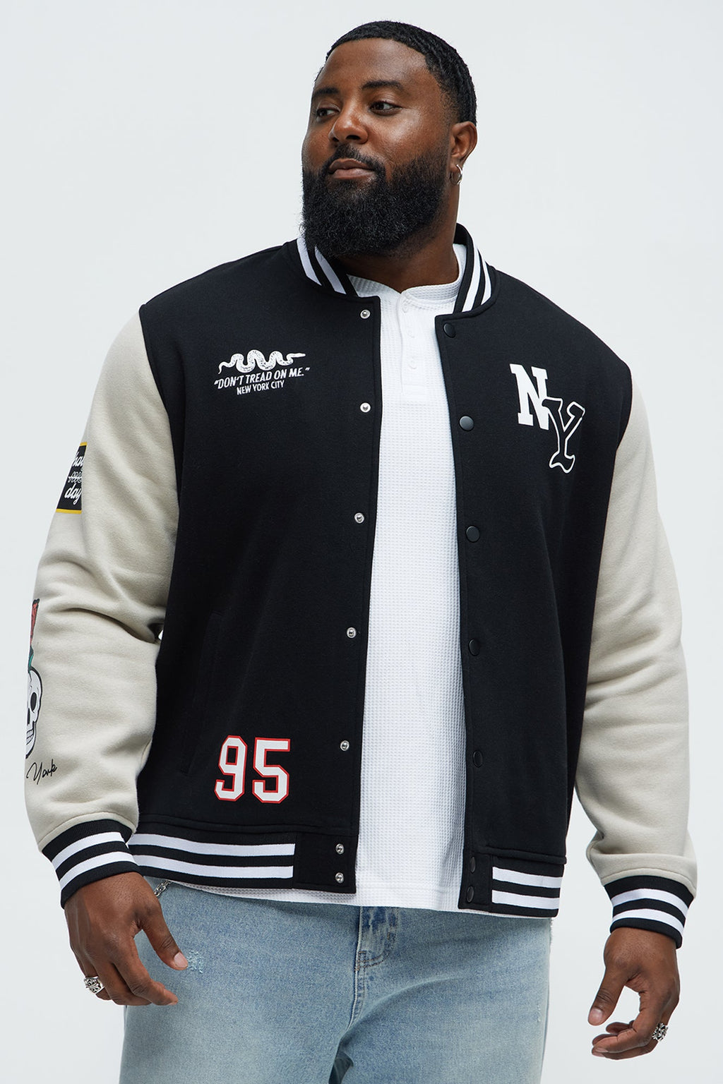 New York Circle Varsity Jacket - Black