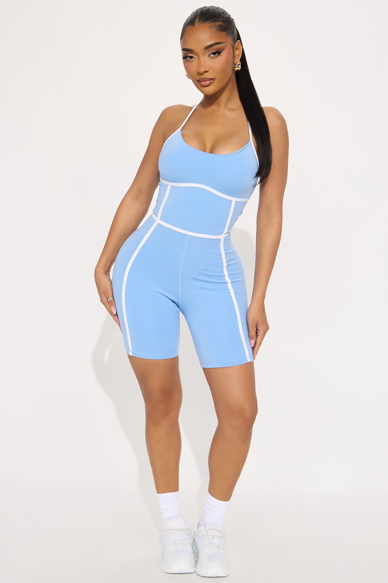 You Got Served Active Romper - Light Blue