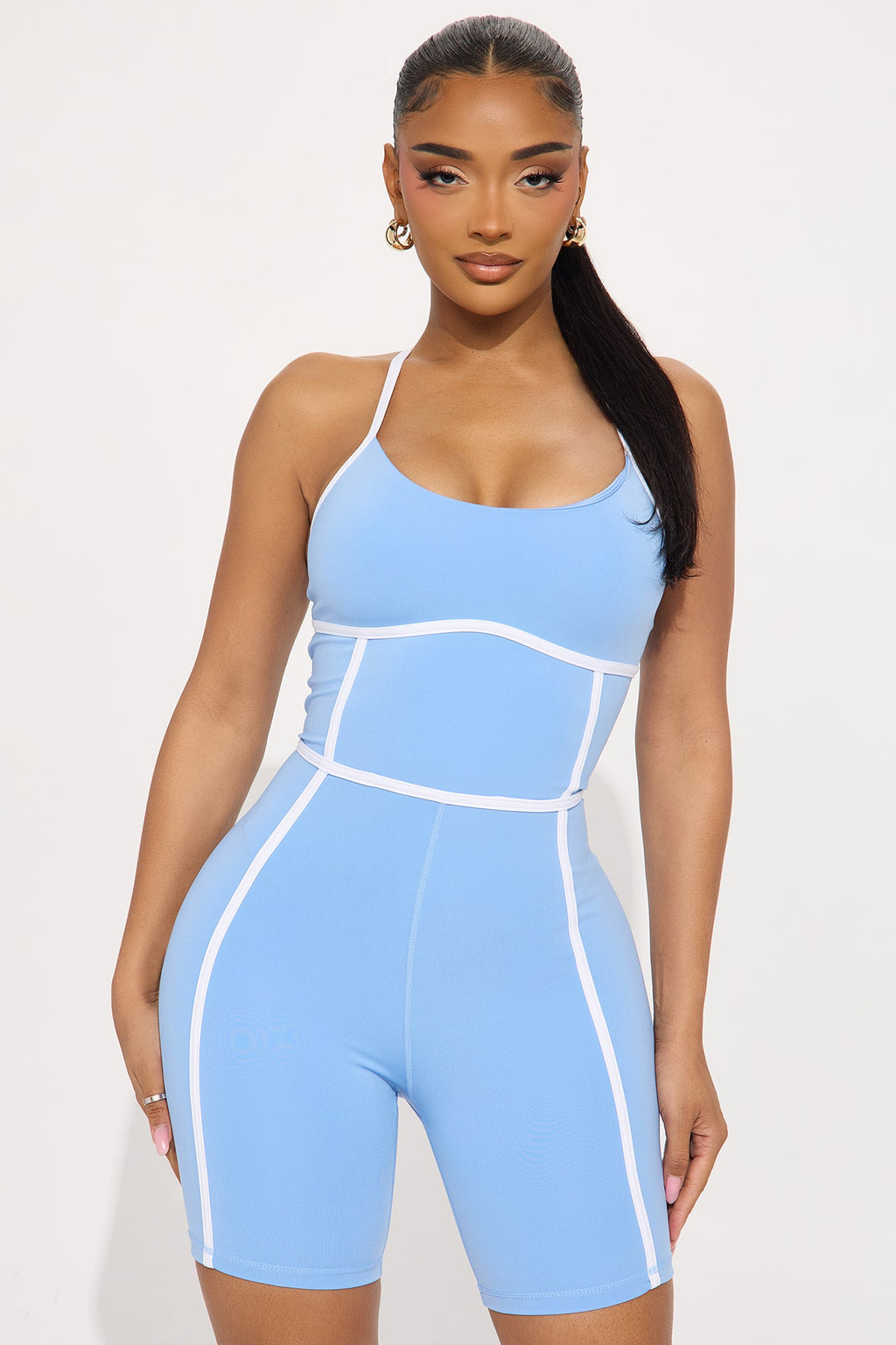You Got Served Active Romper - Light Blue