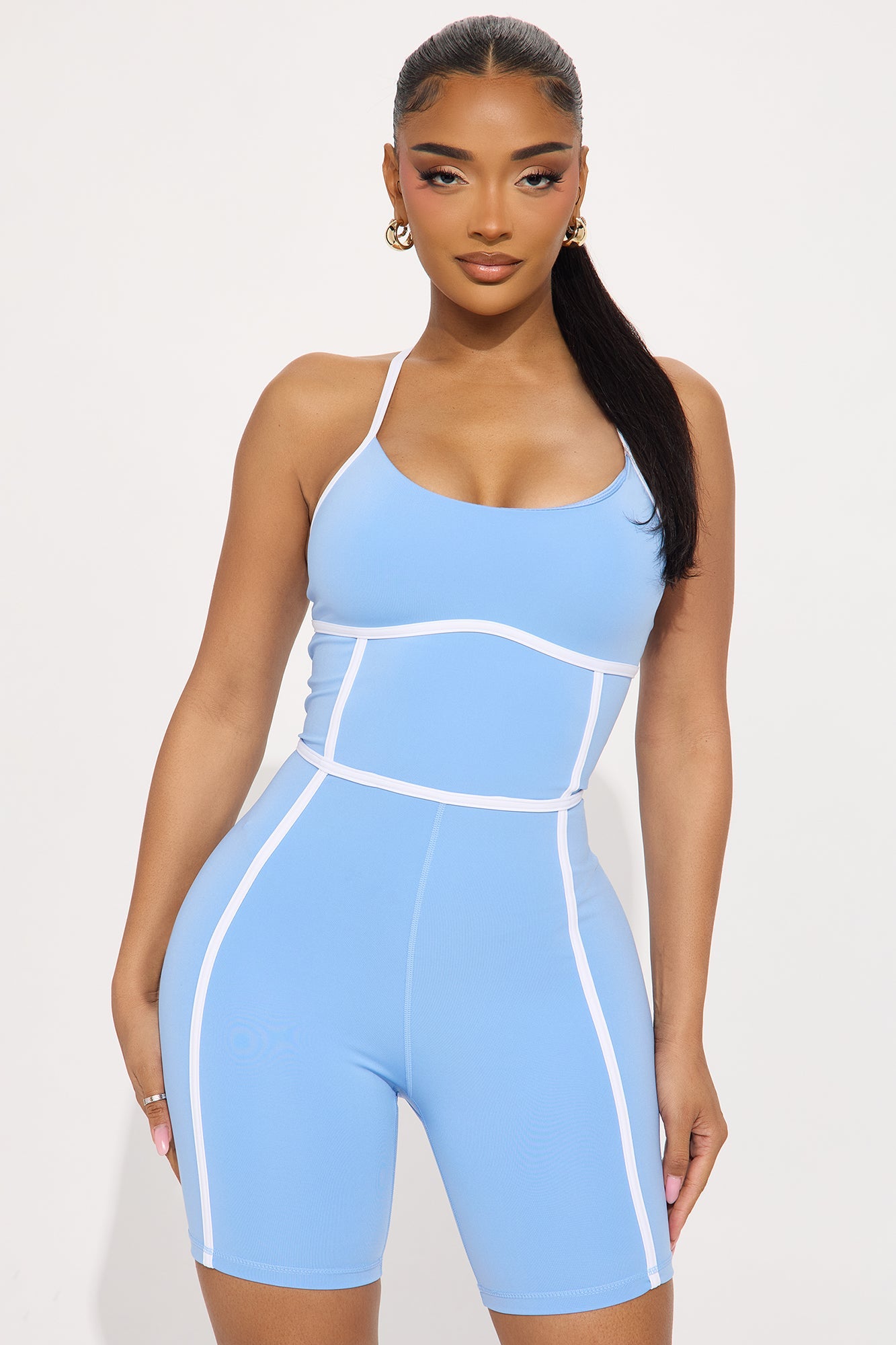 You Got Served Active Romper - Light Blue
