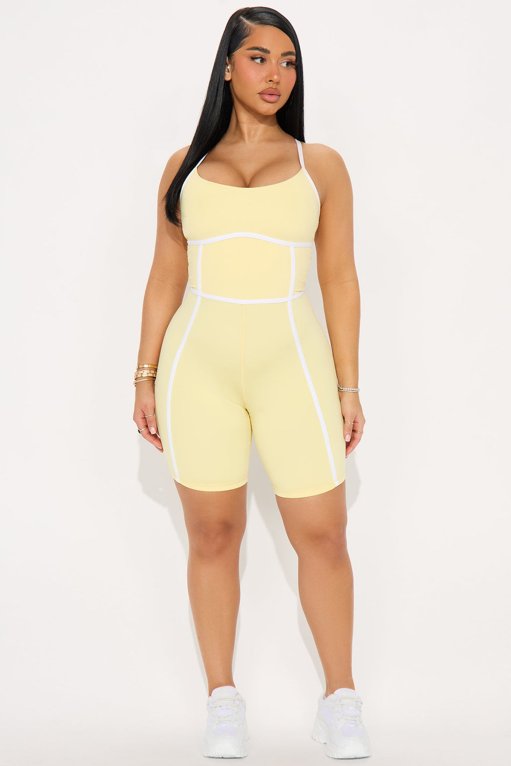 You Got Served Active Romper - Butter Yellow