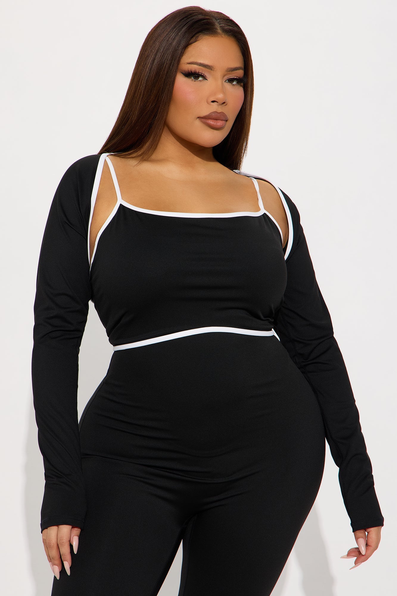 Heidi 2 Piece Bolero Active Jumpsuit - Black