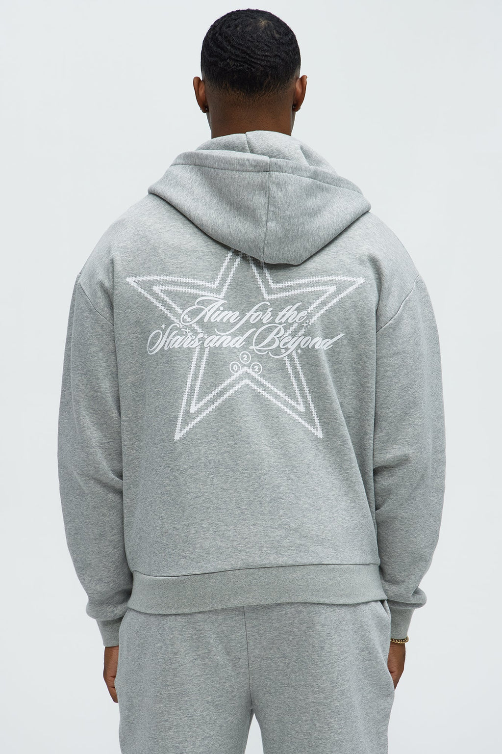 Aim For The Stars Zip Hoodie - Grey