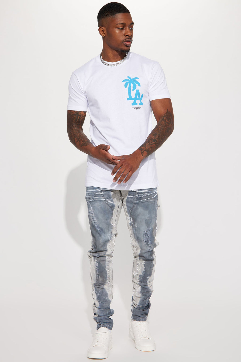 LA Palm Tree Short Sleeve Tee - White