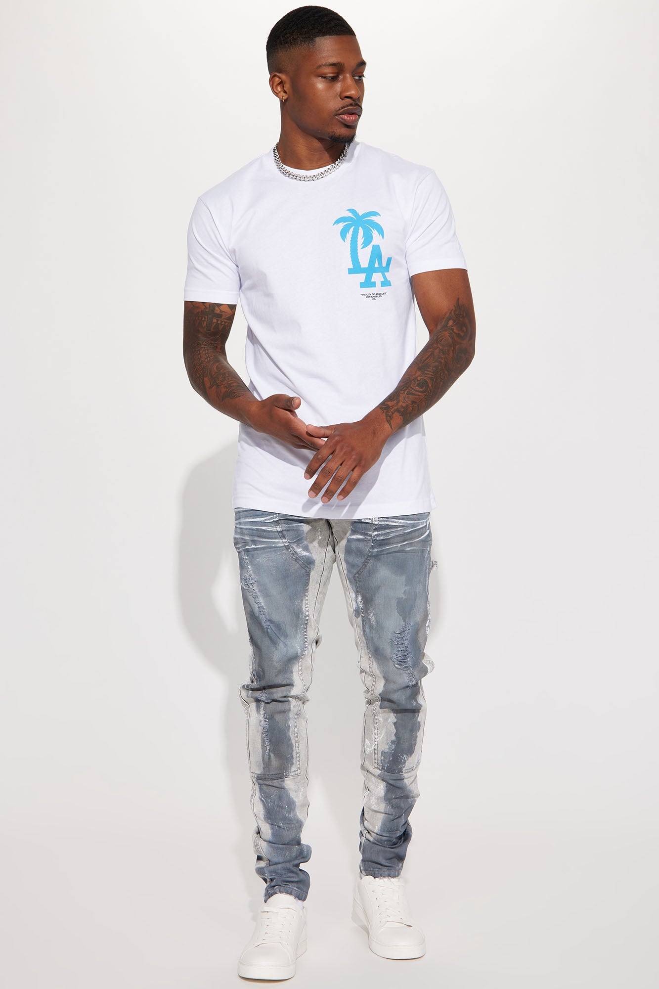 LA Palm Tree Short Sleeve Tee - White