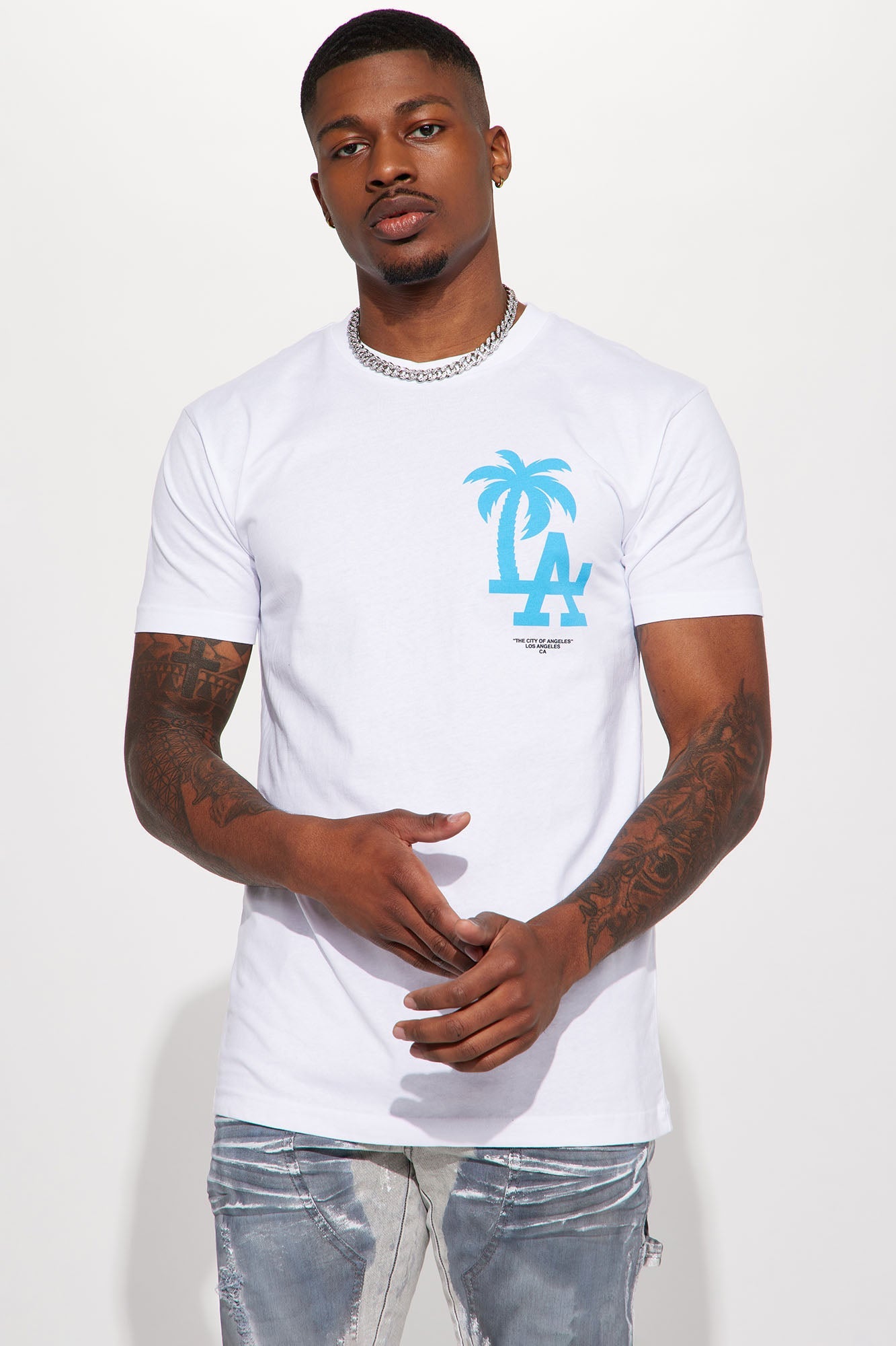 LA Palm Tree Short Sleeve Tee - White