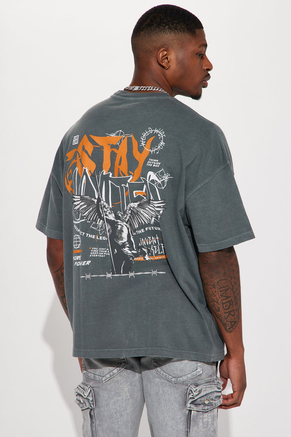 Stay United Oversized Short Sleeve Tee - Grey