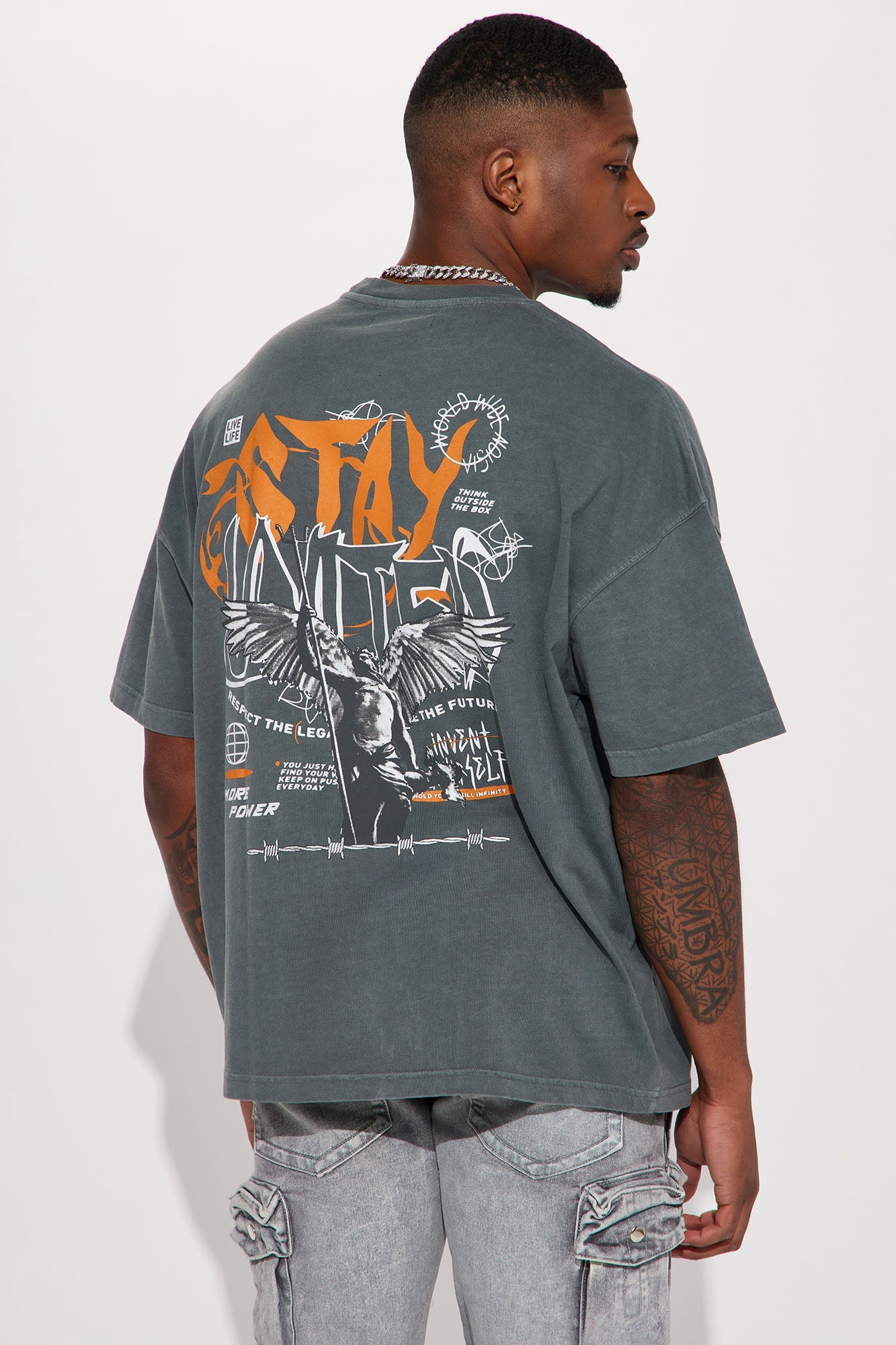 Stay United Oversized Short Sleeve Tee - Grey