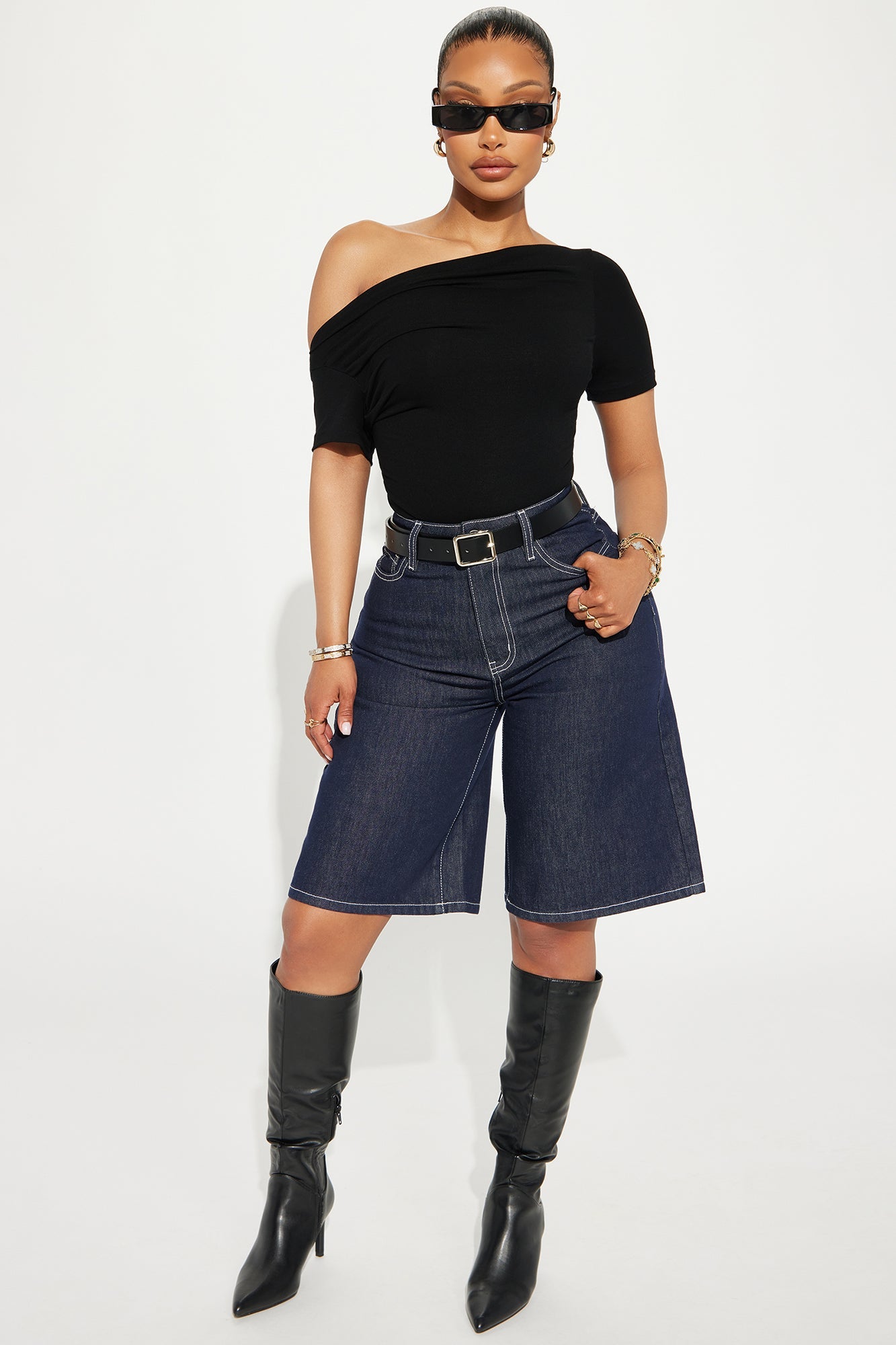 Eva Effortless One Shoulder Top - Black