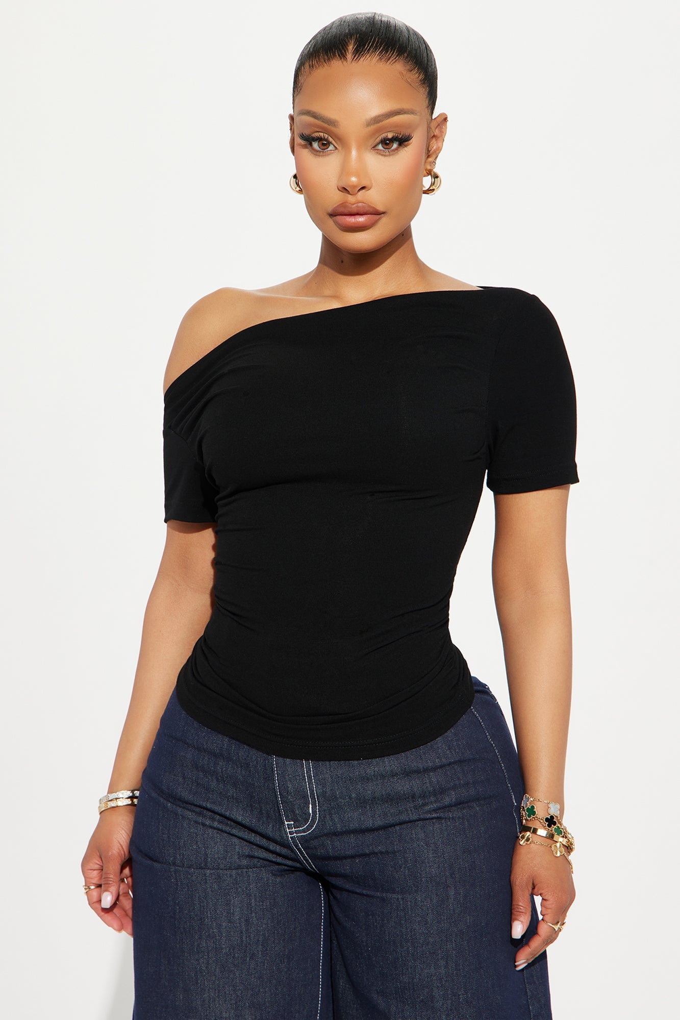 Eva Effortless One Shoulder Top - Black