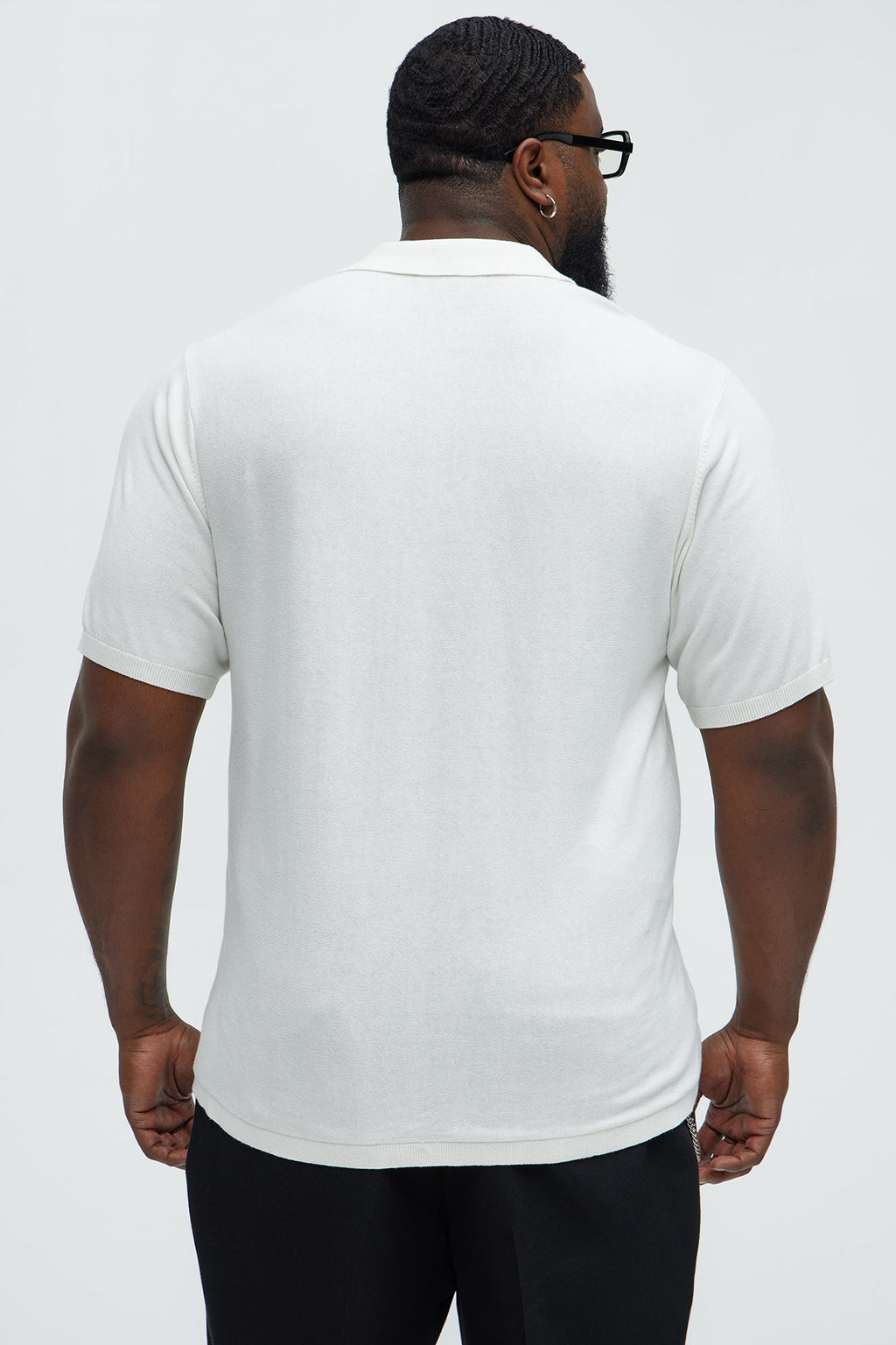 Harris Knitted Stripe Polo Shirt - White/combo