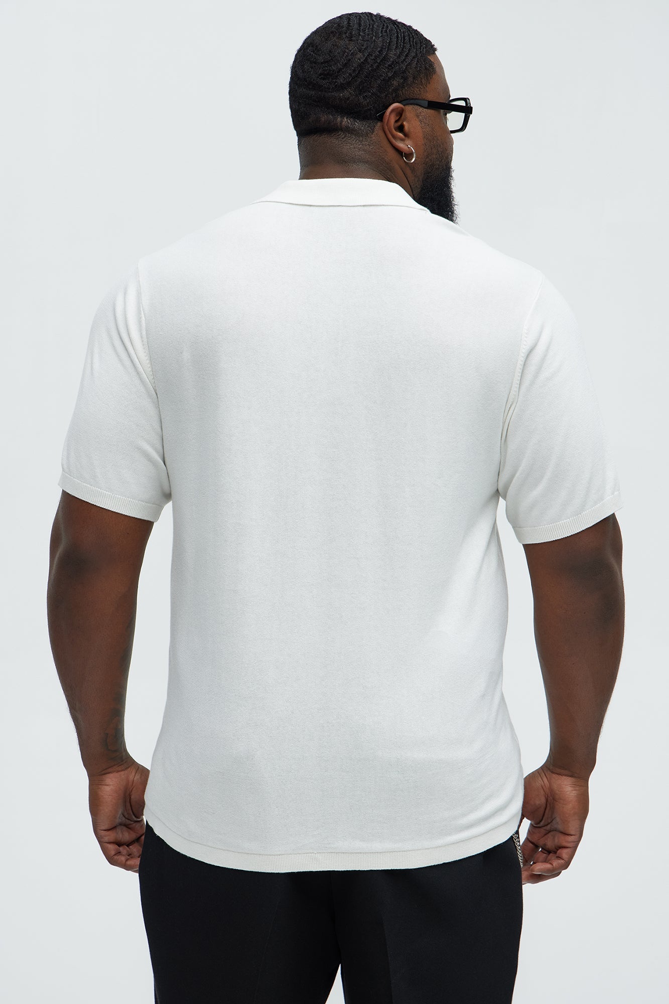 Harris Knitted Stripe Polo Shirt - White/combo