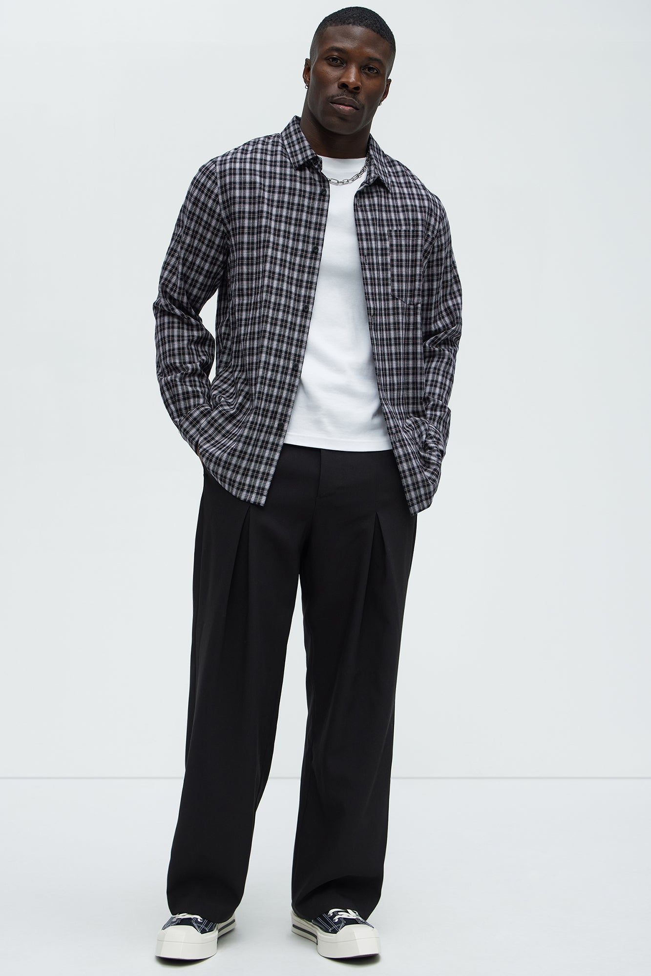 Carson Plaid Classic Long Sleeve Button Up - Black/combo