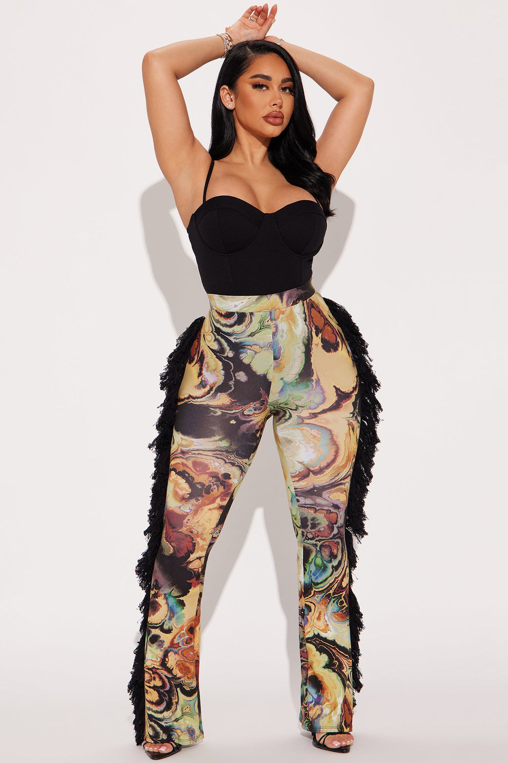 All At Once Fringe Flare Pant - Yellow/combo