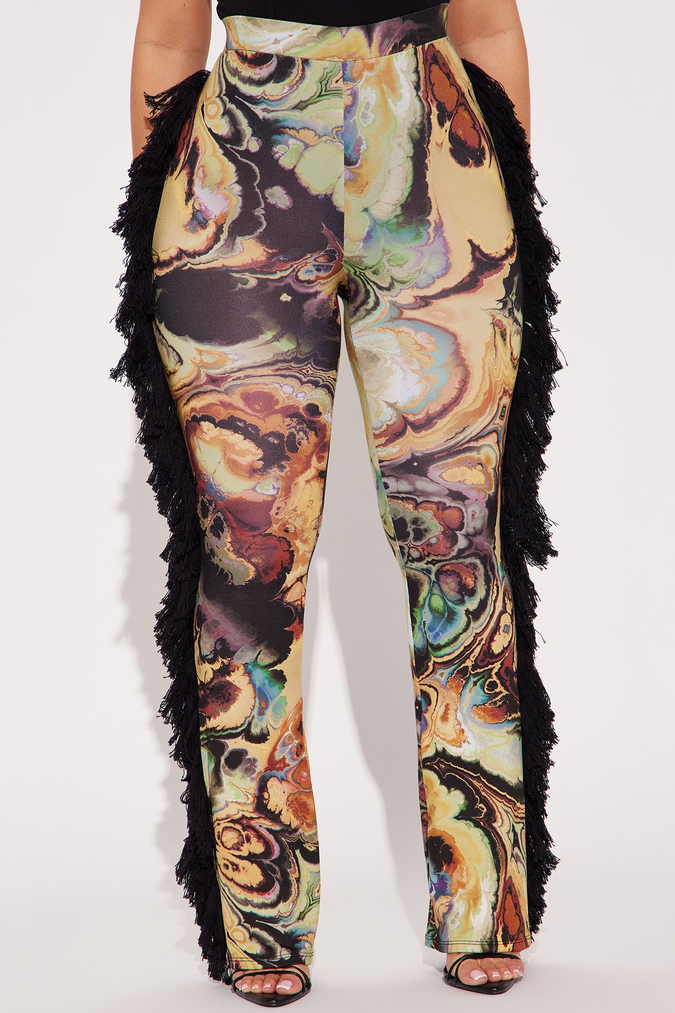 All At Once Fringe Flare Pant - Yellow/combo