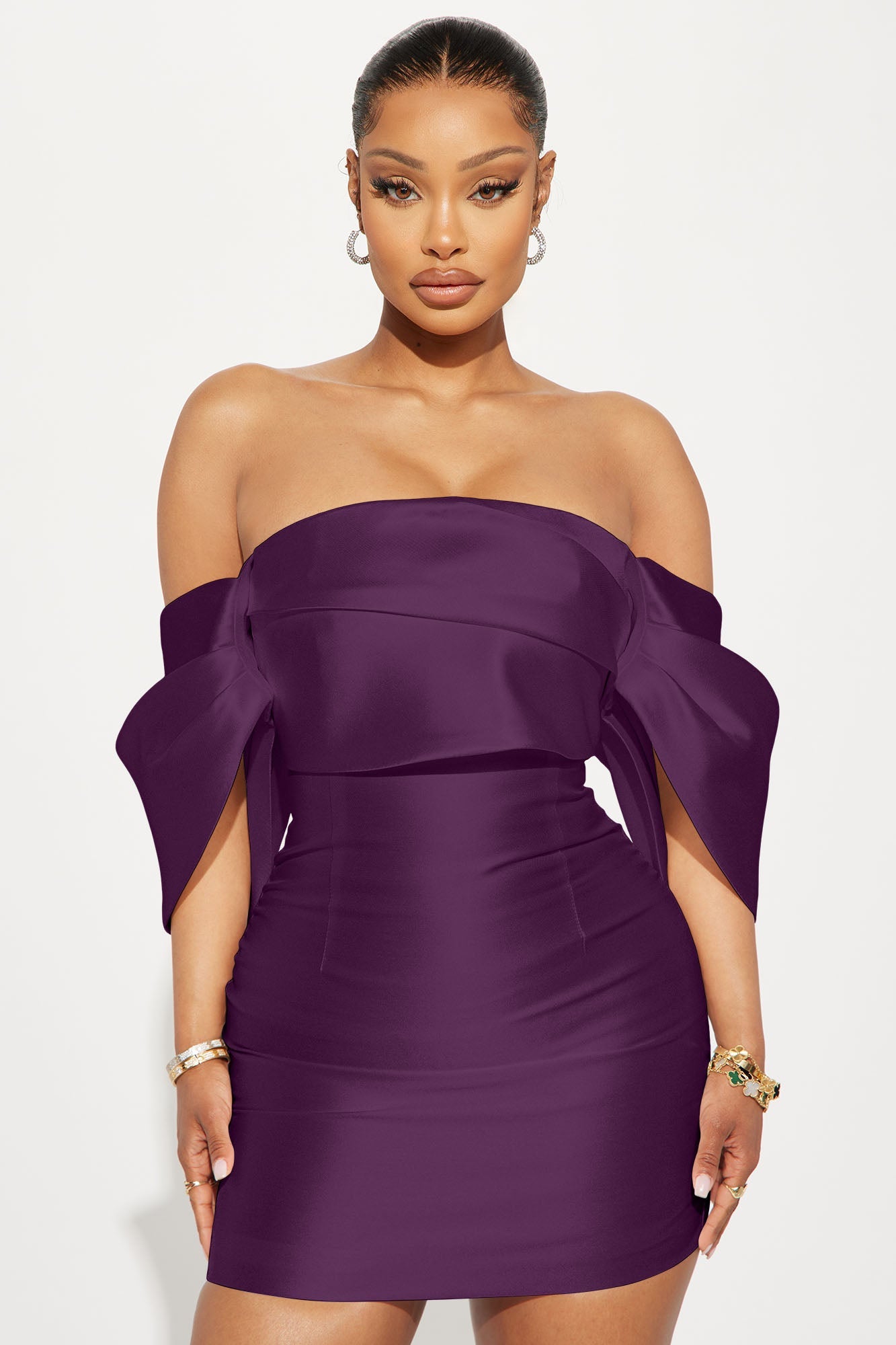 Allison Taffeta Mini Dress - Plum