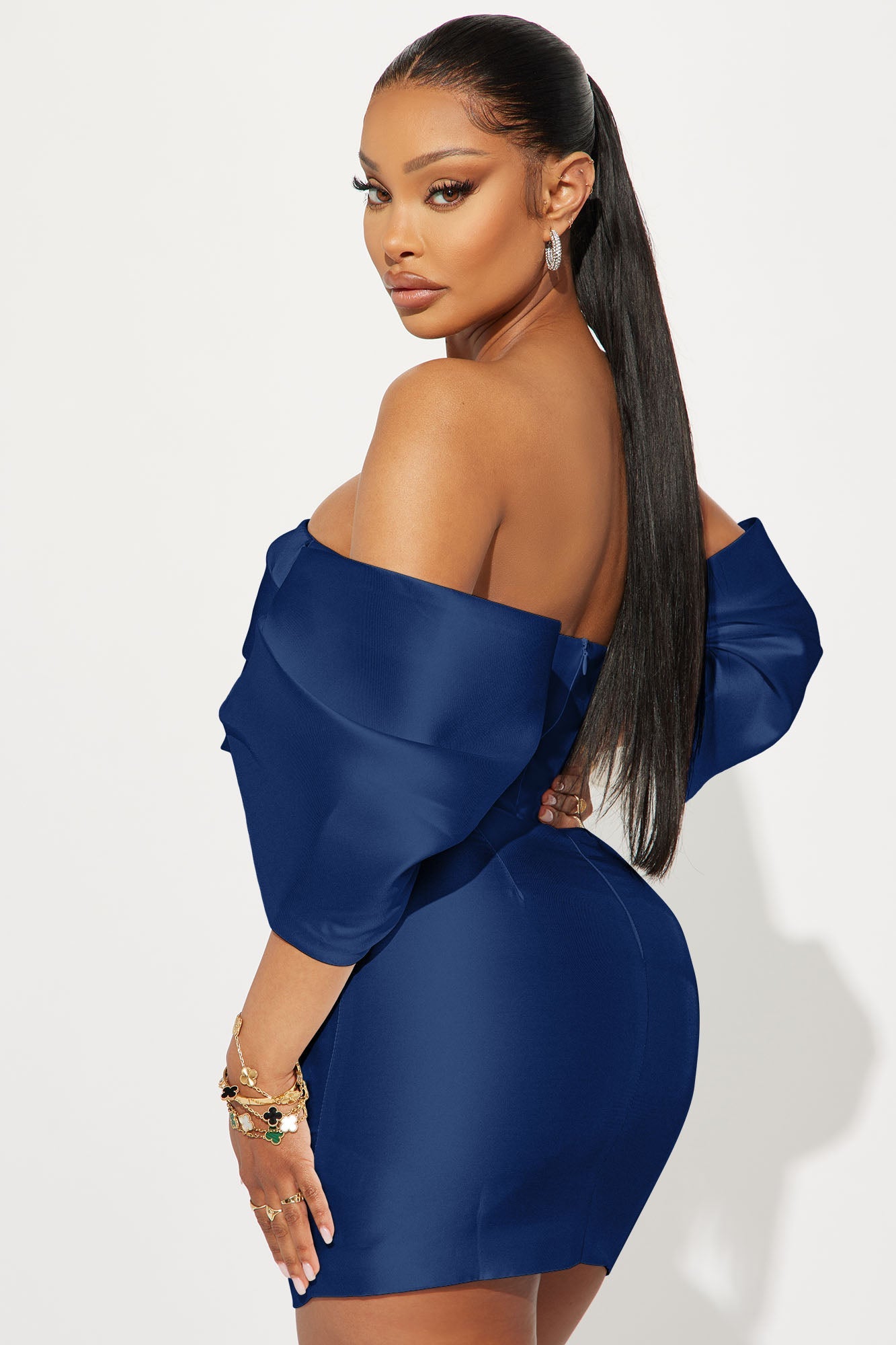 Allison Taffeta Mini Dress - Navy