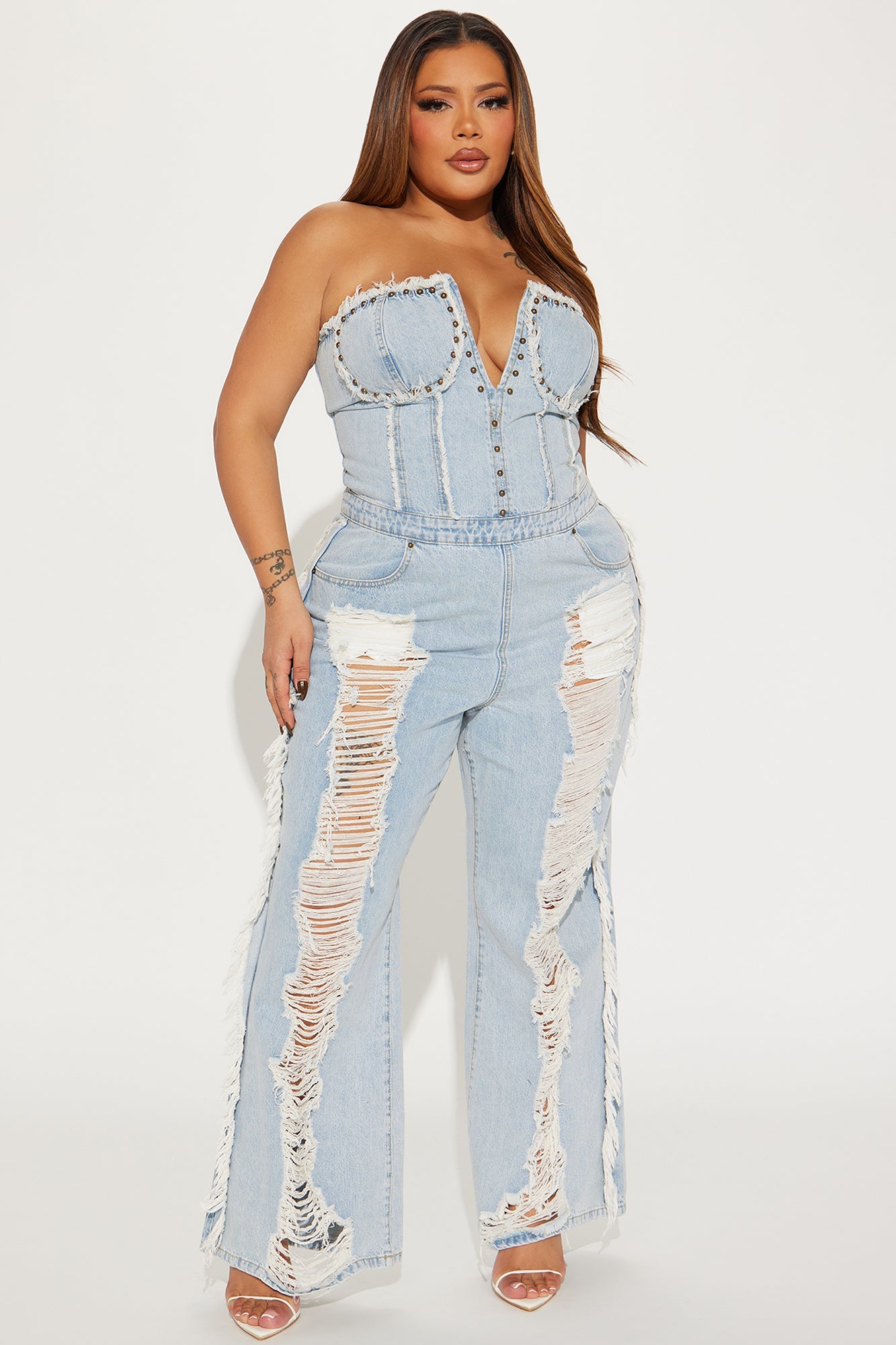 Demi Distressed Jumpsuit - Denim