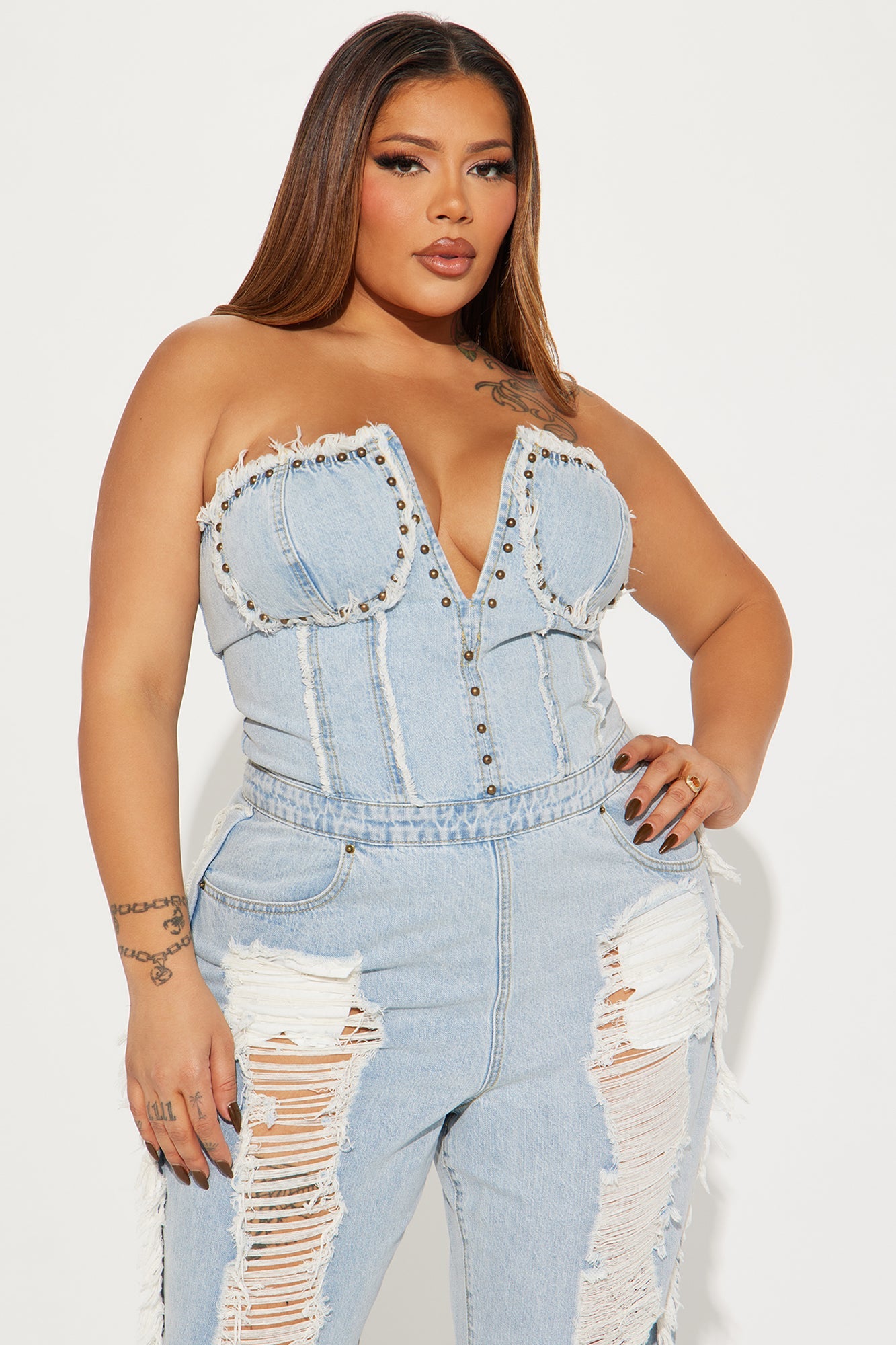 Demi Distressed Jumpsuit - Denim