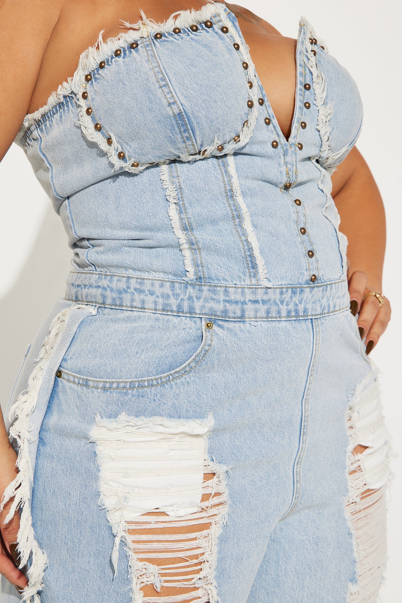 Demi Distressed Jumpsuit - Denim