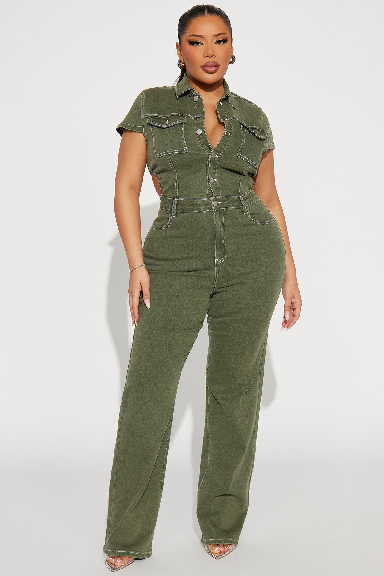 Kamaria Denim Jumpsuit - Olive