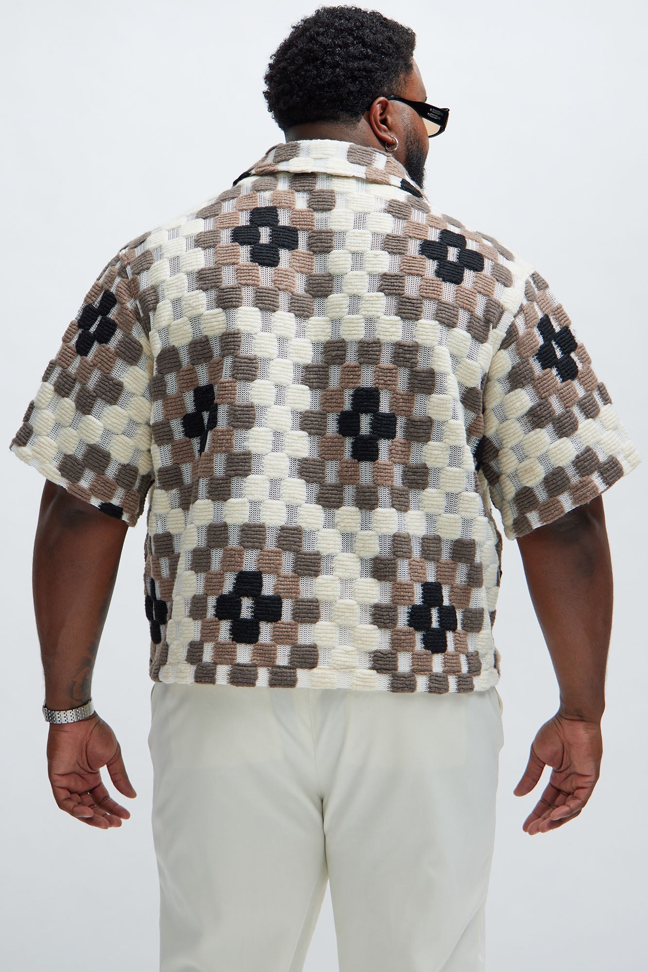Gaston Jacquard Cropped Shirt - Brown/combo