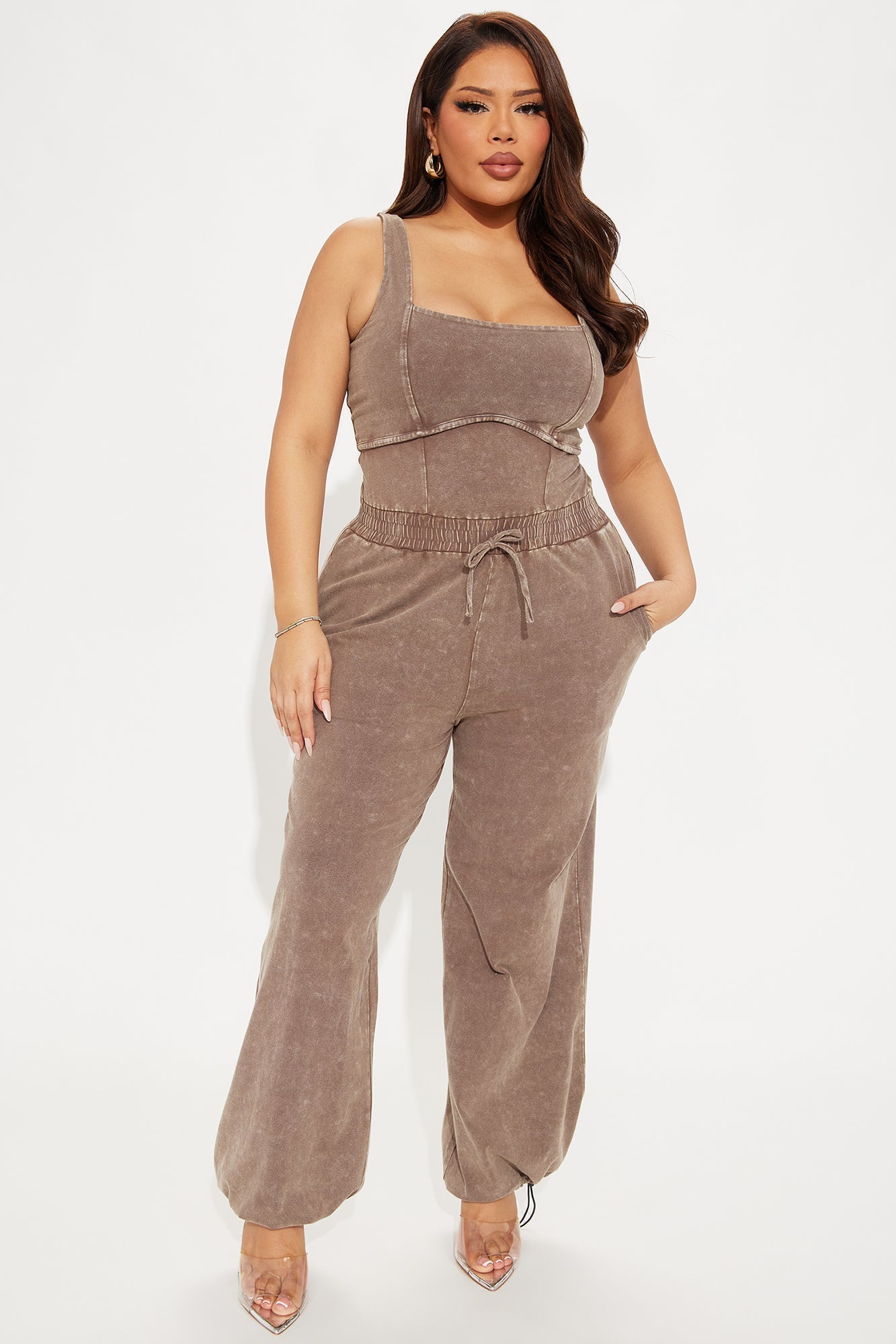 Keep It Up Jumpsuit - Brown
