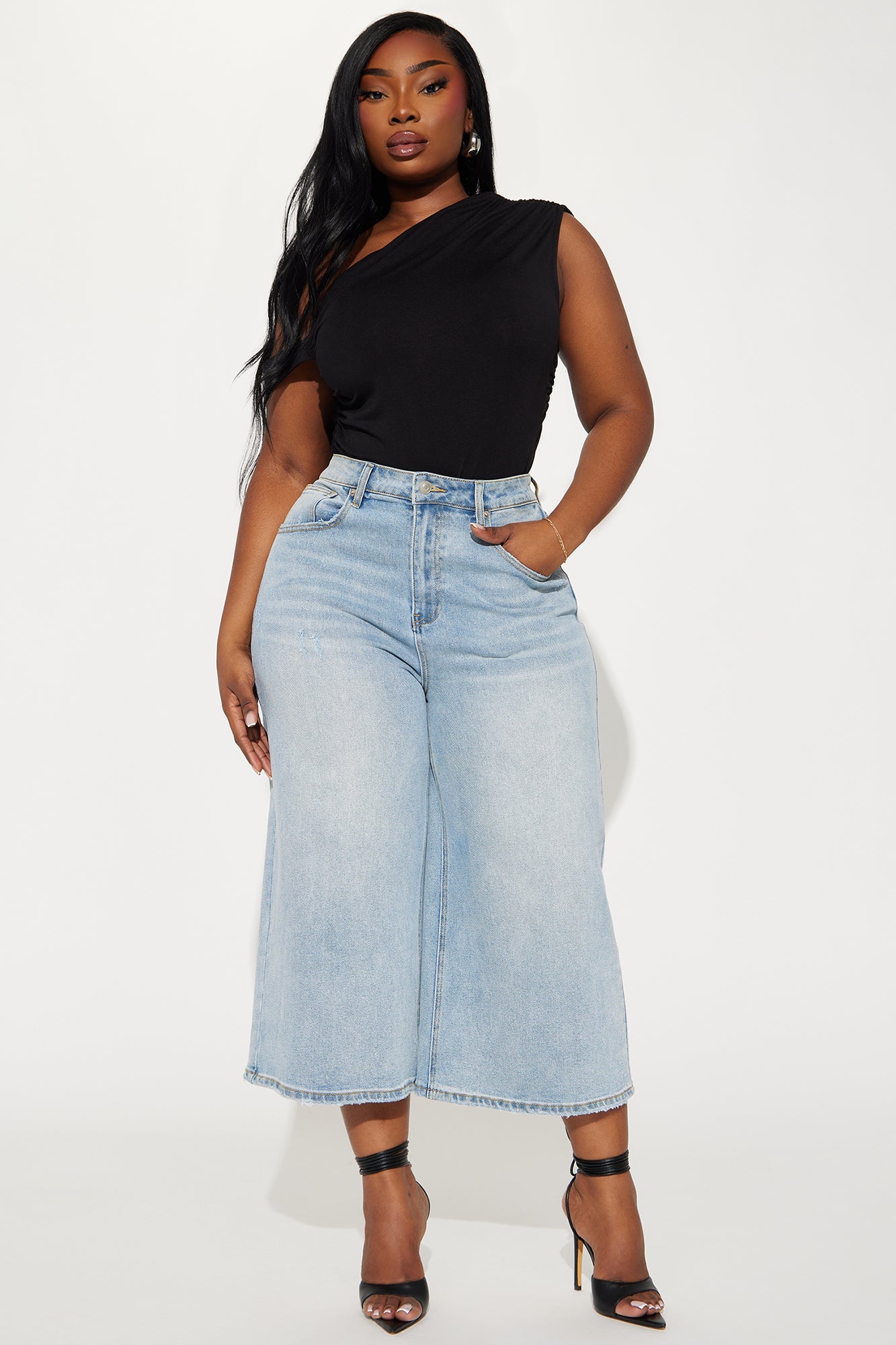 Bianca One Shoulder Top - Black