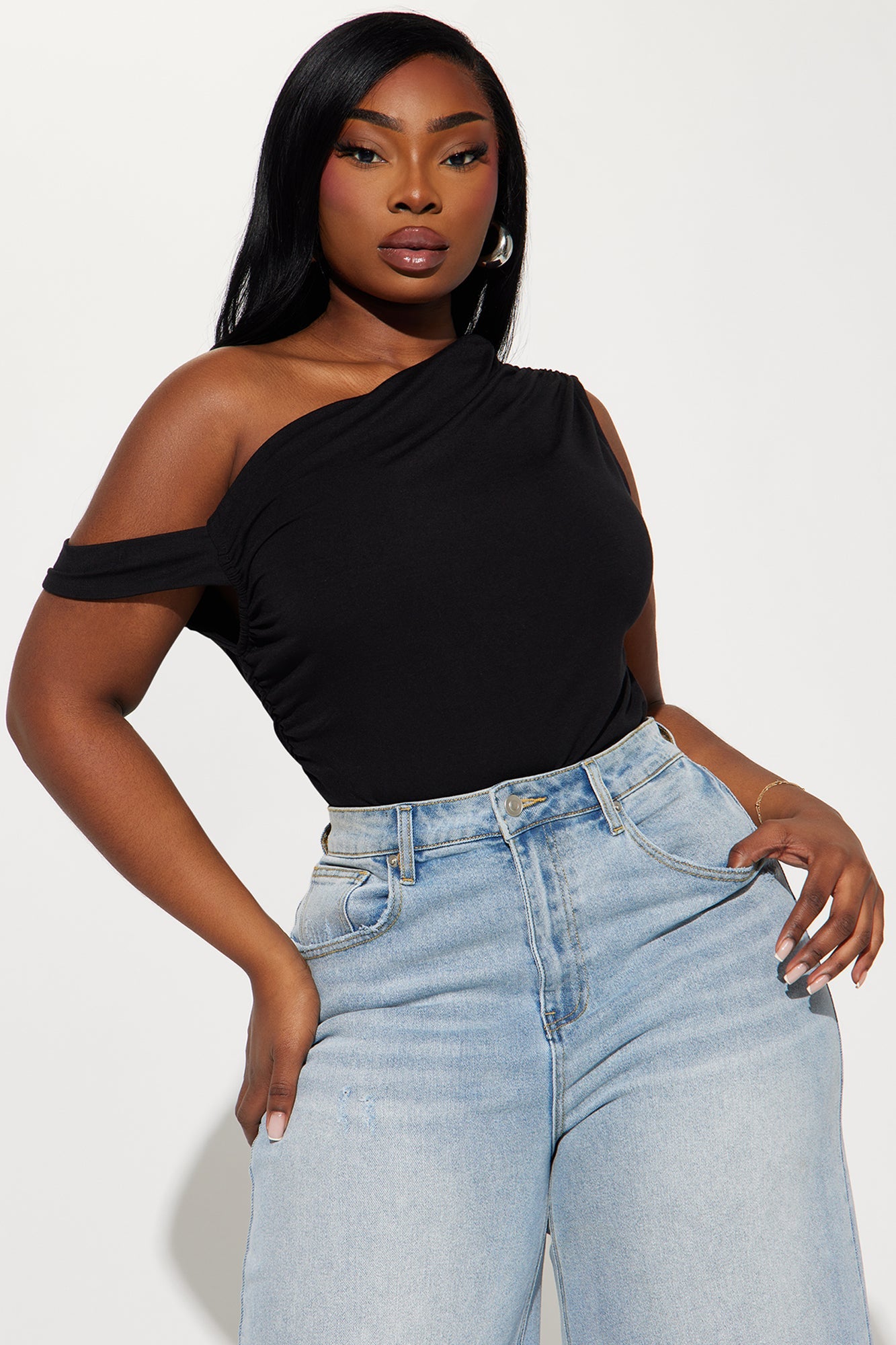 Bianca One Shoulder Top - Black