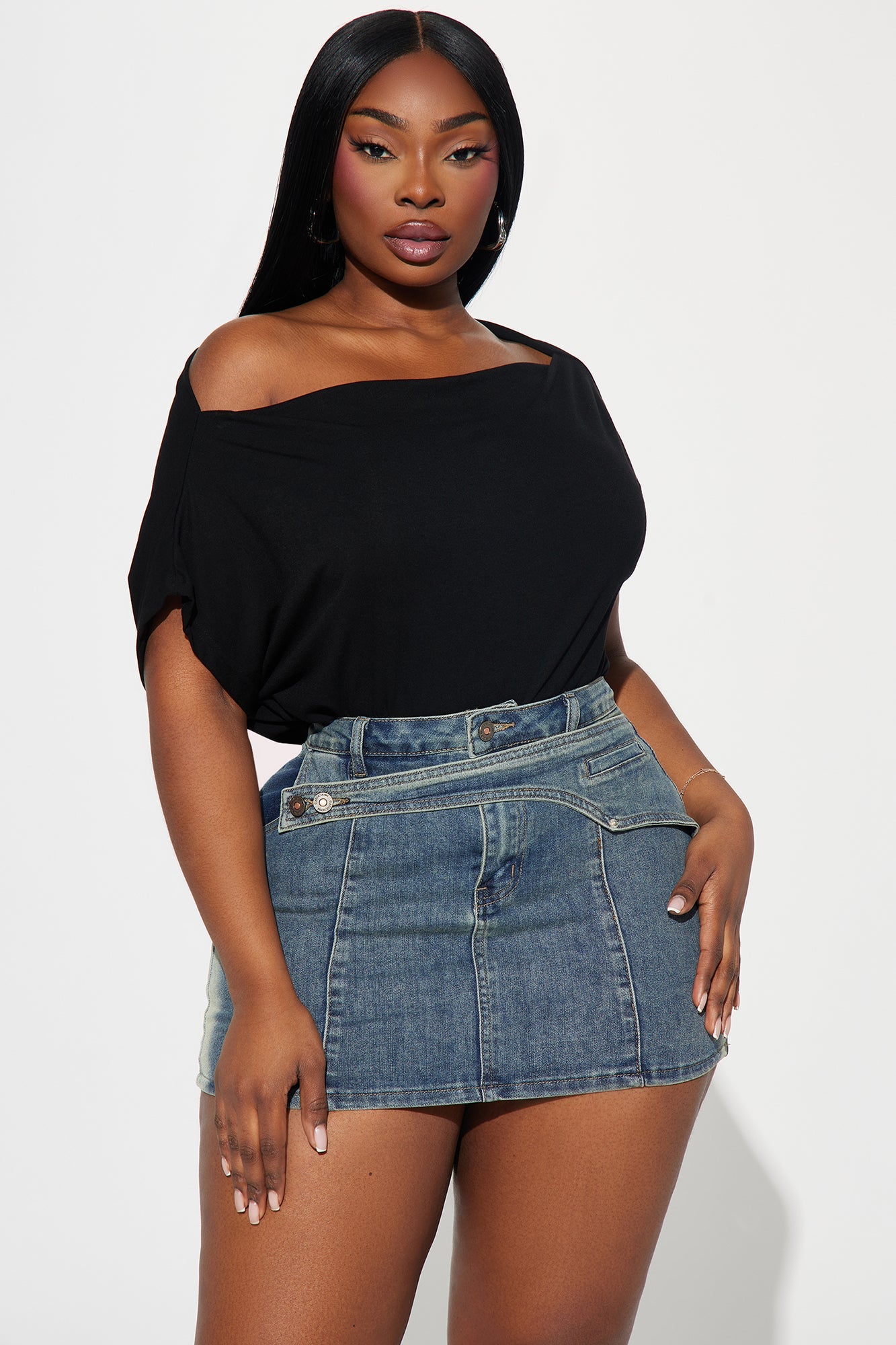 Eva Effortless One Shoulder Top - Black