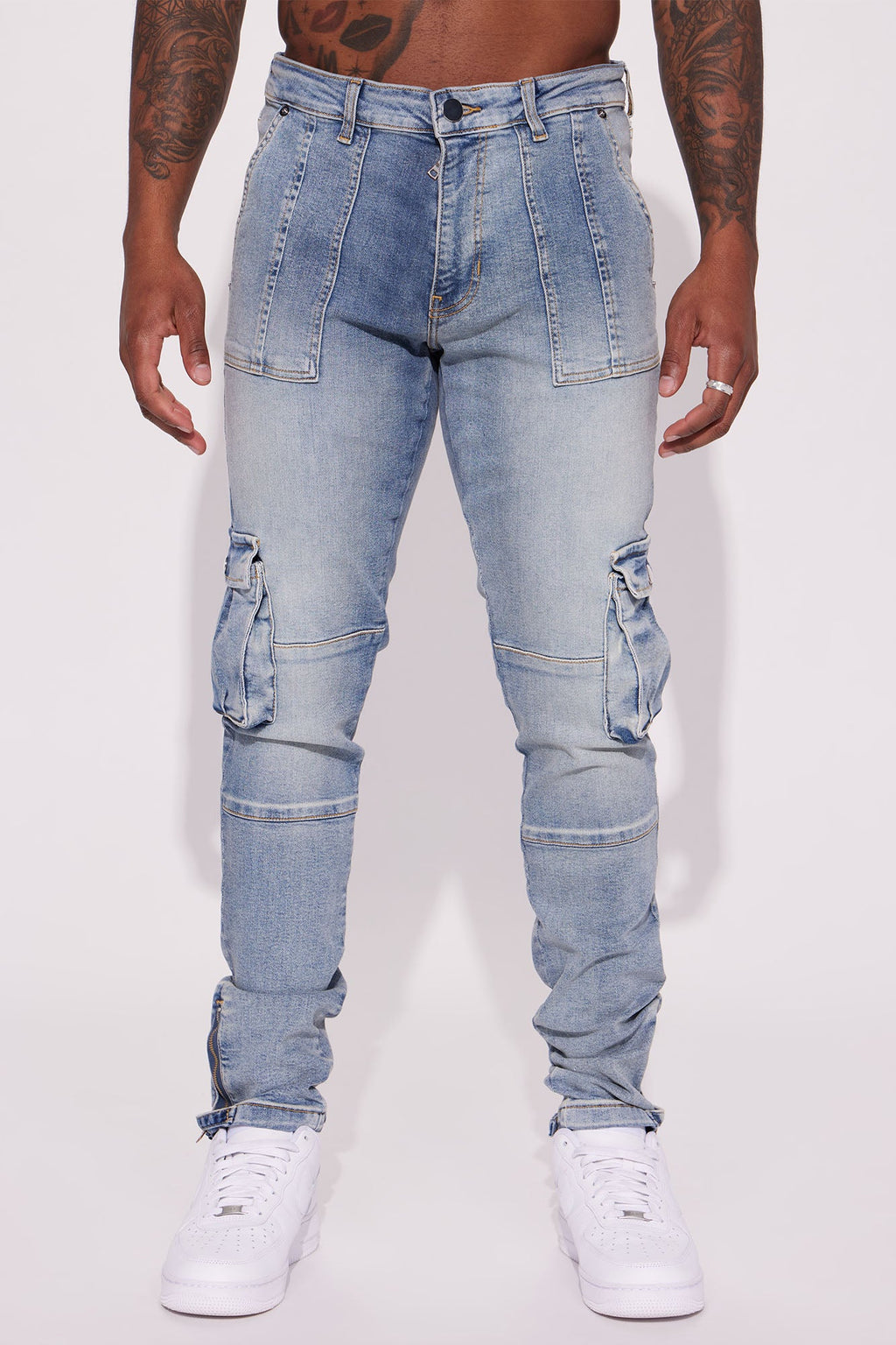 Out Of Control Stacked Skinny Jeans - Light Blue Wash