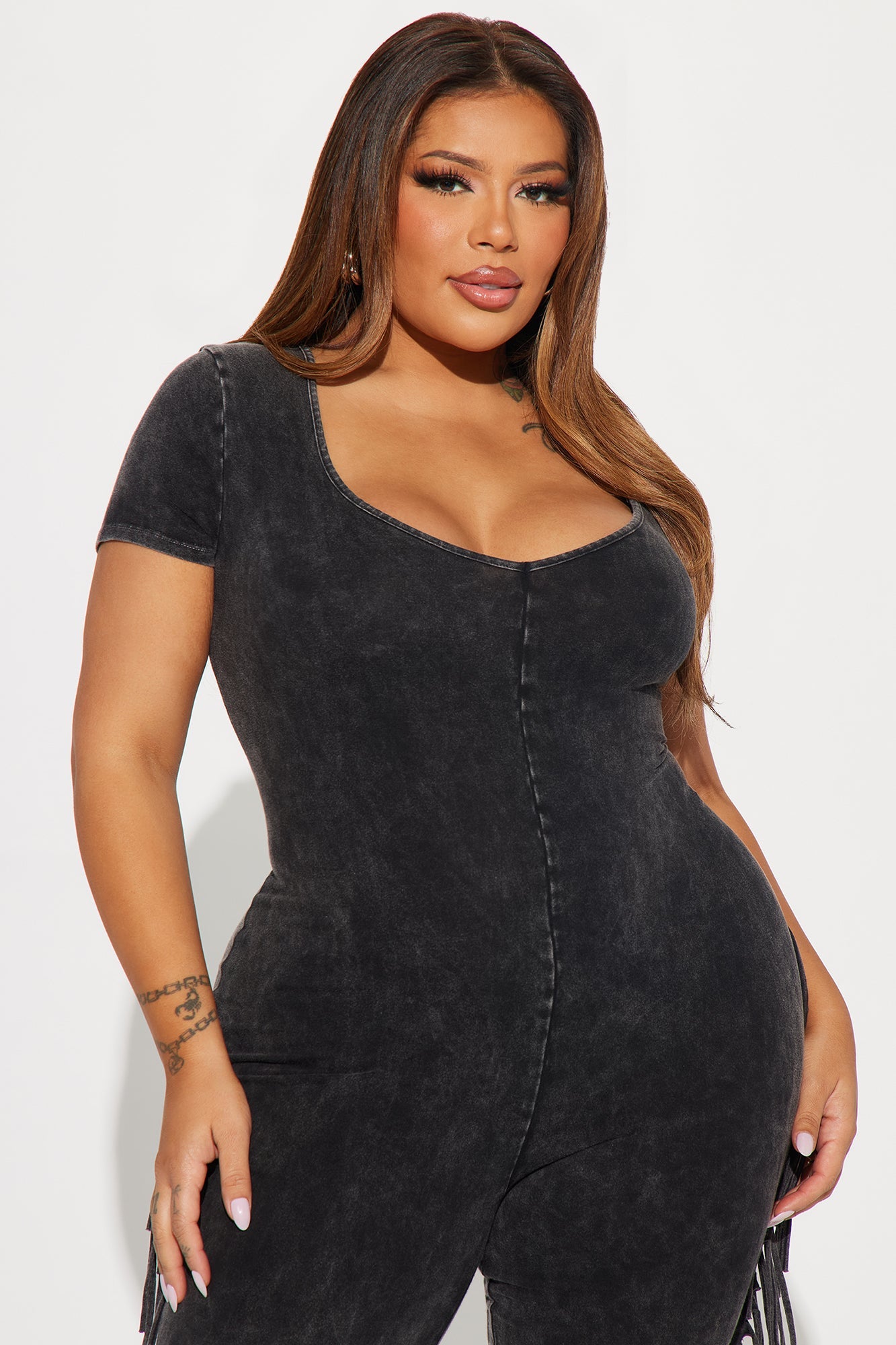 Carry Me Higher Fringe Jumpsuit - Black