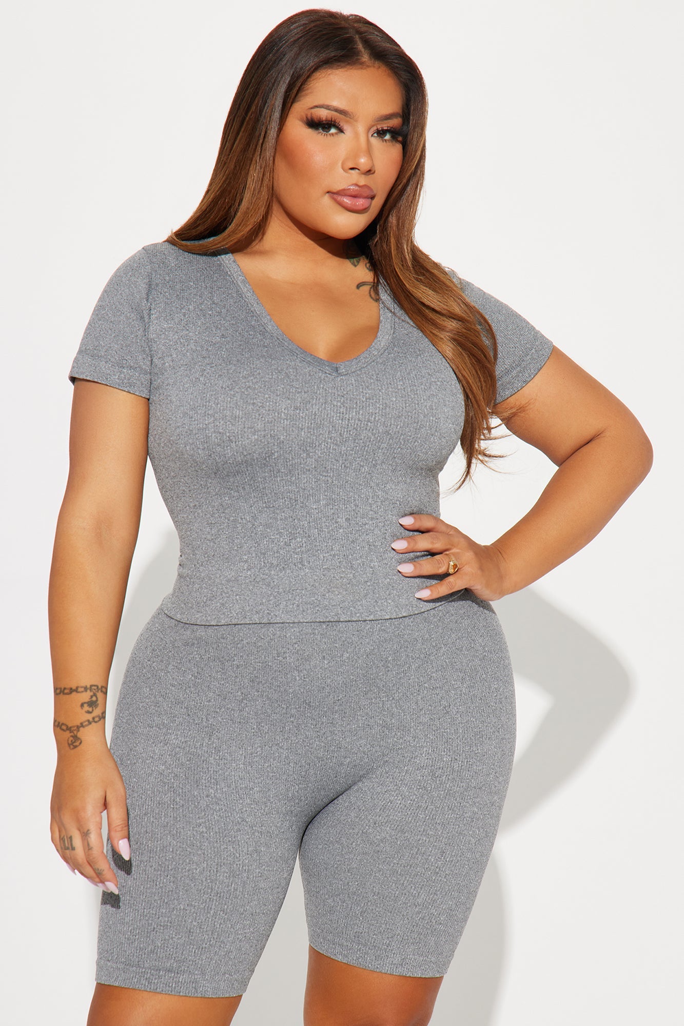 Alisa Seamless Short Set - Grey