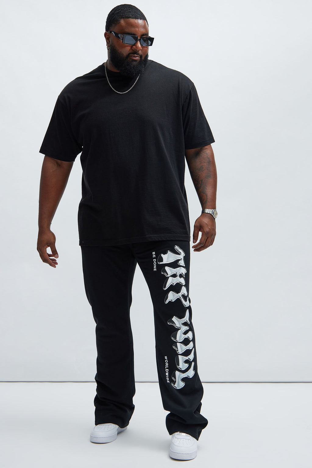 Thy Will Chrome Flare Sweatpant - Black