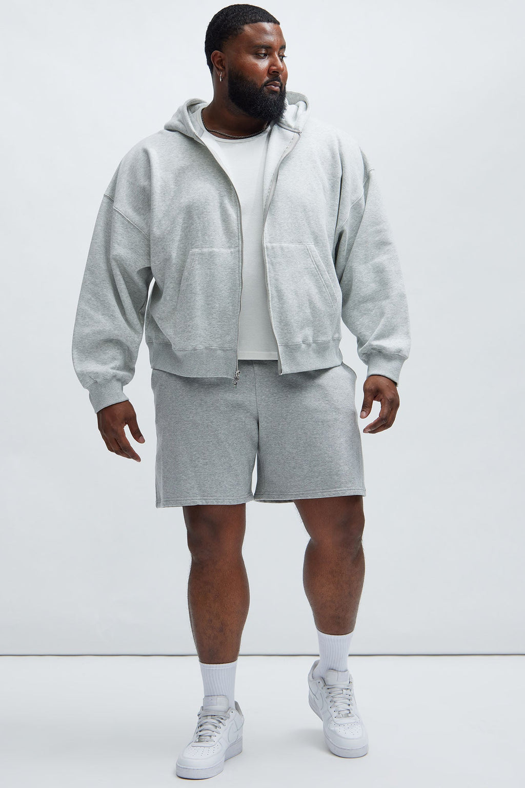 Tyson Oversized Heavyweight Zip Up - Heather Grey