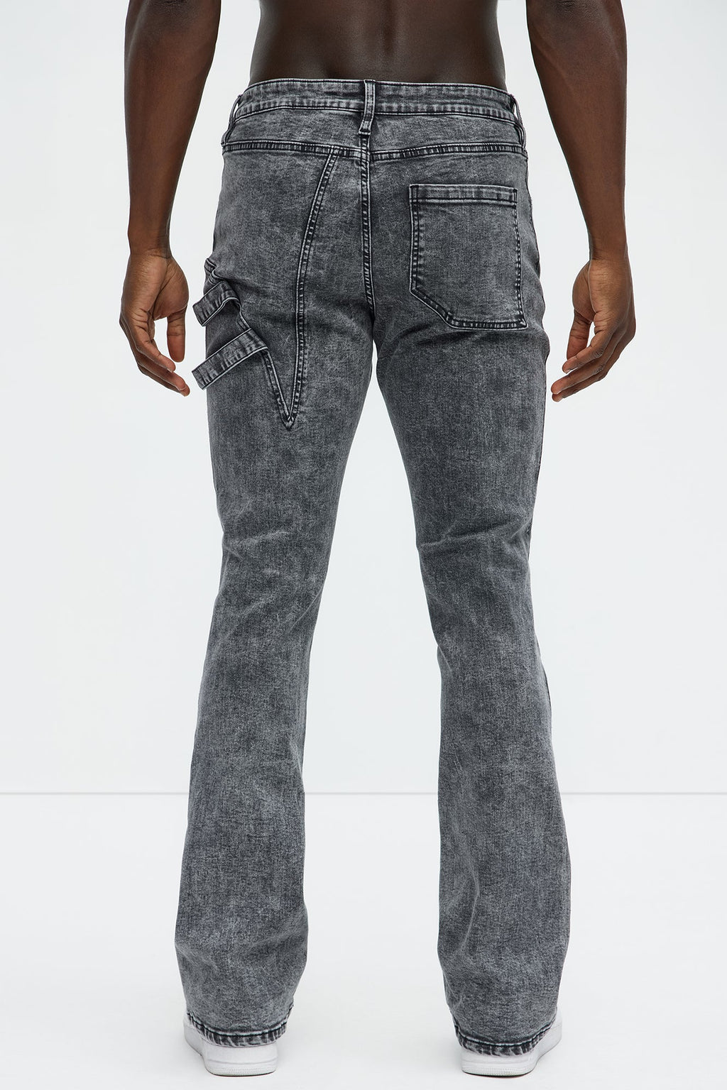 Daly Asymmetrical Stacked Slim Flare Jeans - Grey