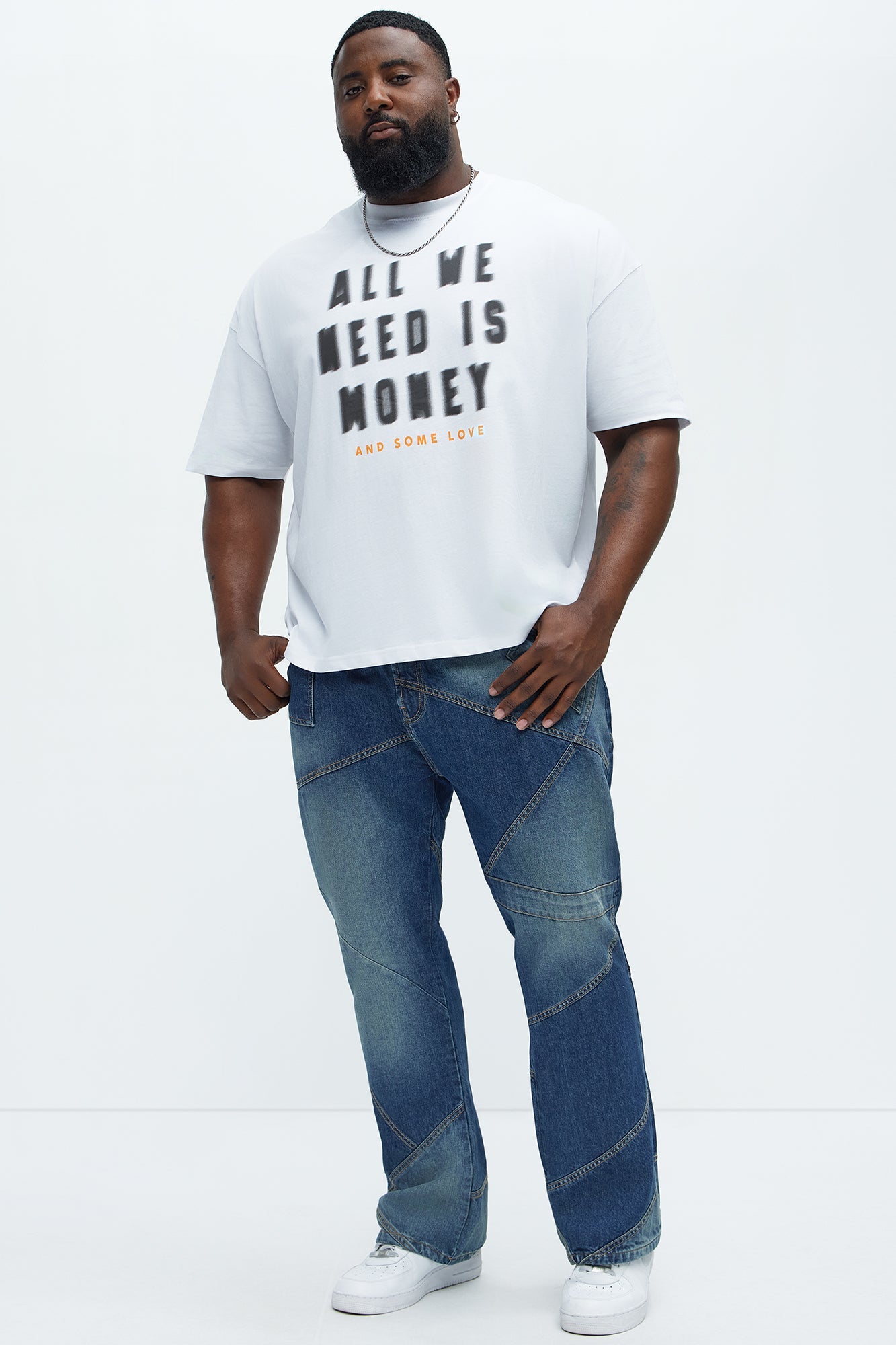 All We Need Is Money Oversized Short Sleeve Tee - White