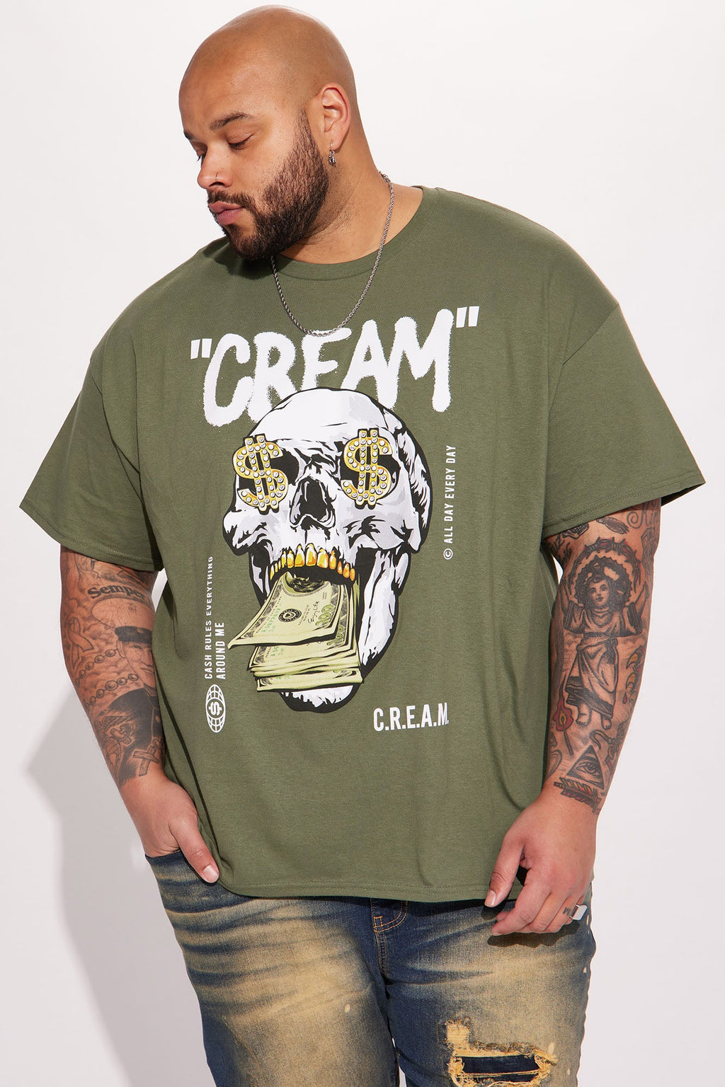 Cream All Day Short Sleeve Tee - Sage