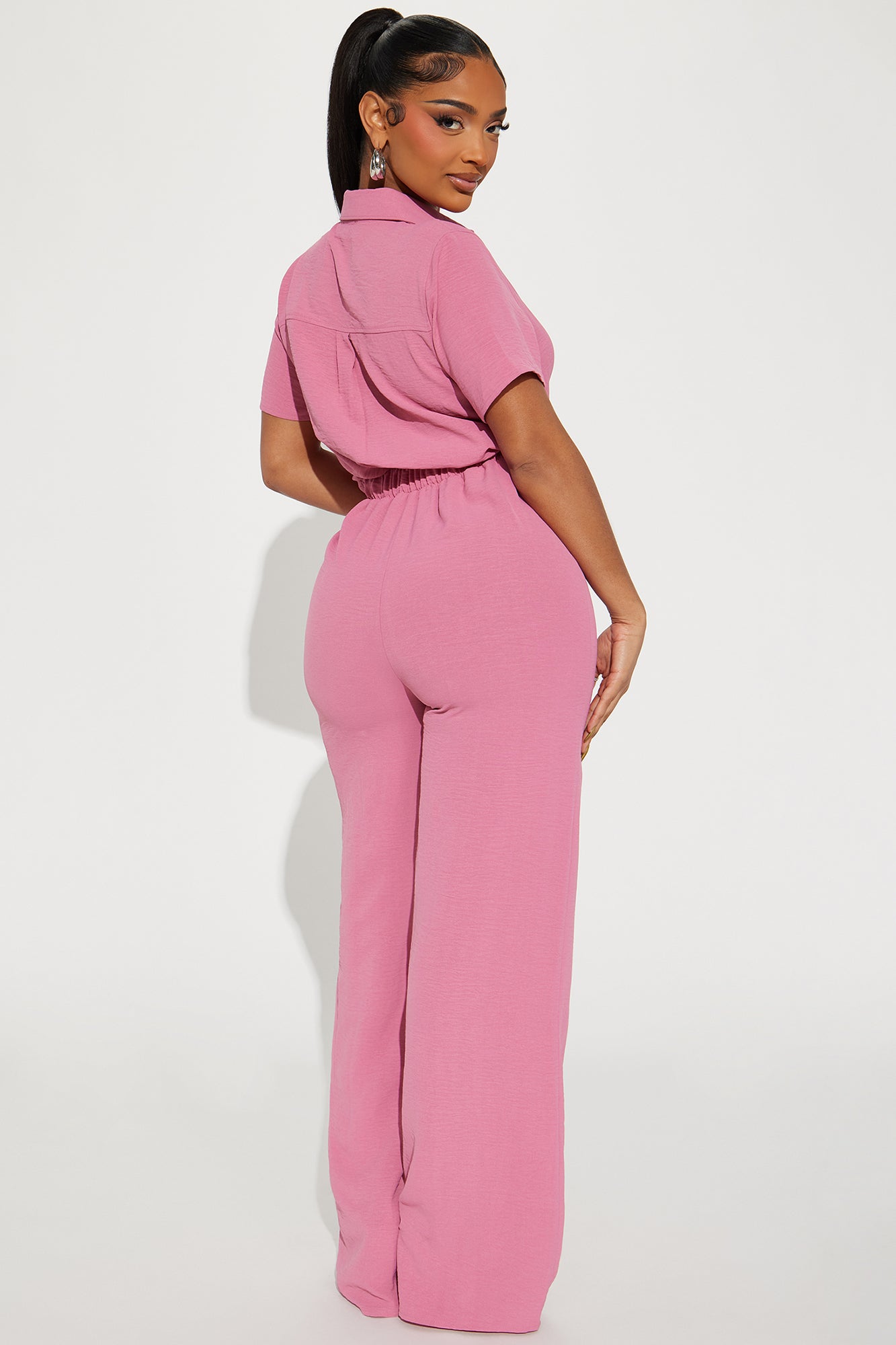 Makenzie Short Sleeve Jumpsuit - Mauve