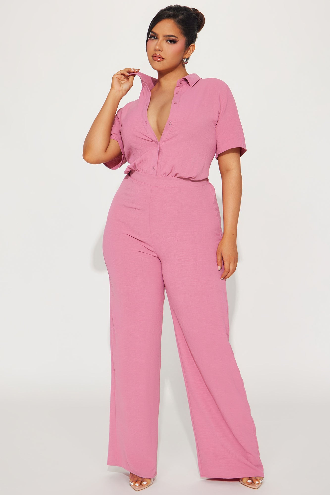Makenzie Short Sleeve Jumpsuit - Mauve