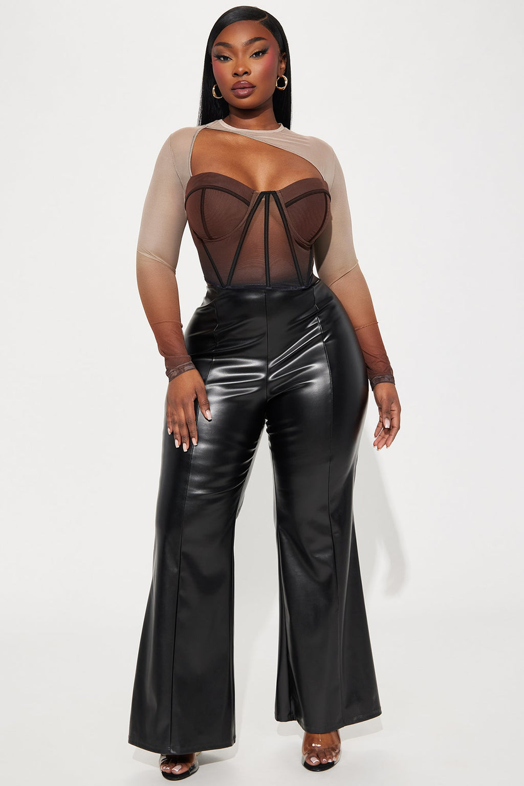 Sights On Me Mesh Top - Brown Combo