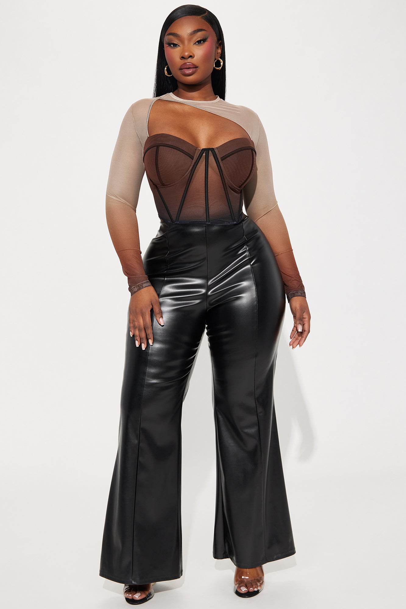 Sights On Me Mesh Top - Brown Combo