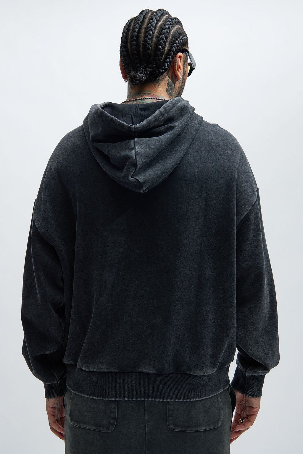 Tyson Snap Panel Oversized Hoodie - Black Wash