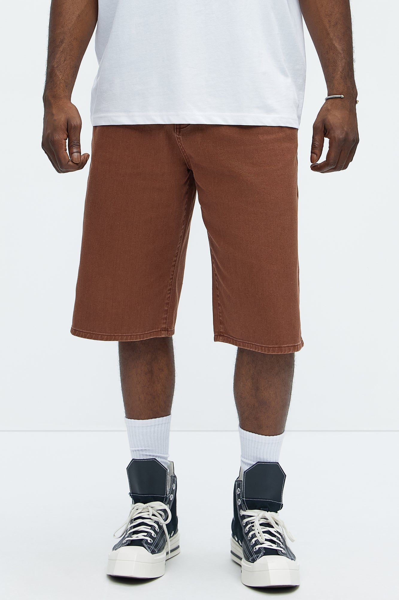 Lucas Baggy Denim Shorts - Brown
