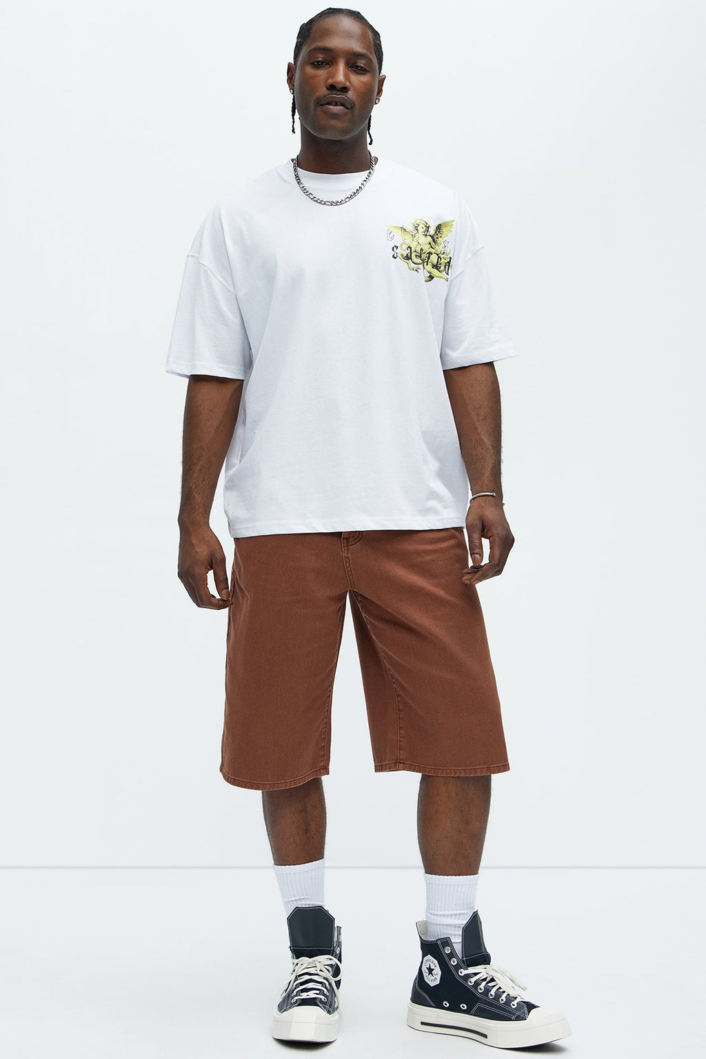 Lucas Baggy Denim Shorts - Brown