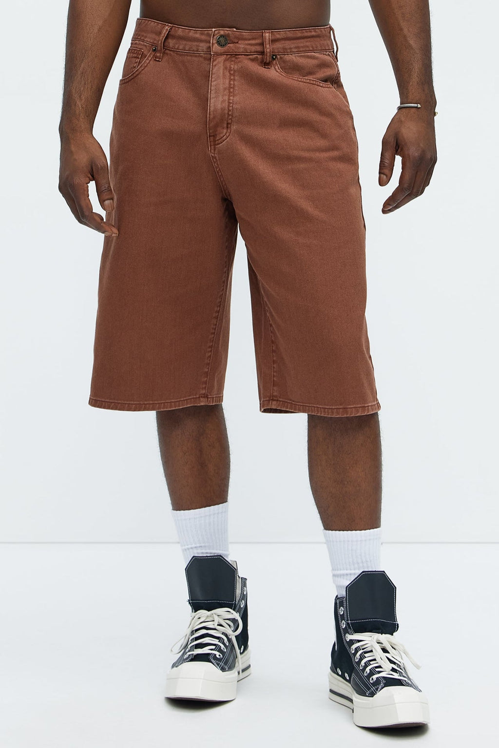 Lucas Baggy Denim Shorts - Brown